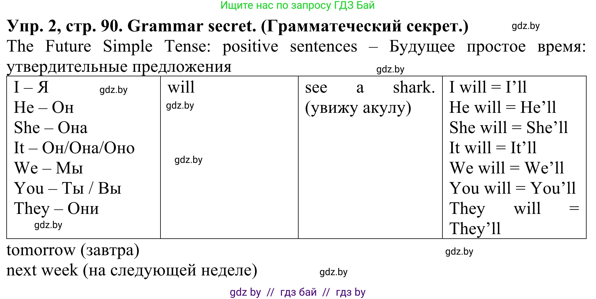 Английский язык (english), 5 класс Учебник (Student's book), авторы: Лапицкая Людмила Михайловна (Lapitskaya Ludmila), Калишевич Алла Ивановна, Севрюкова Татьяна Юрьевна, Седунова Наталья Михайловна (Sedunova Natalia), издательство Вышэйшая школа, Минск, 2020, Часть 2, страница 90, номер 2, Решение 2