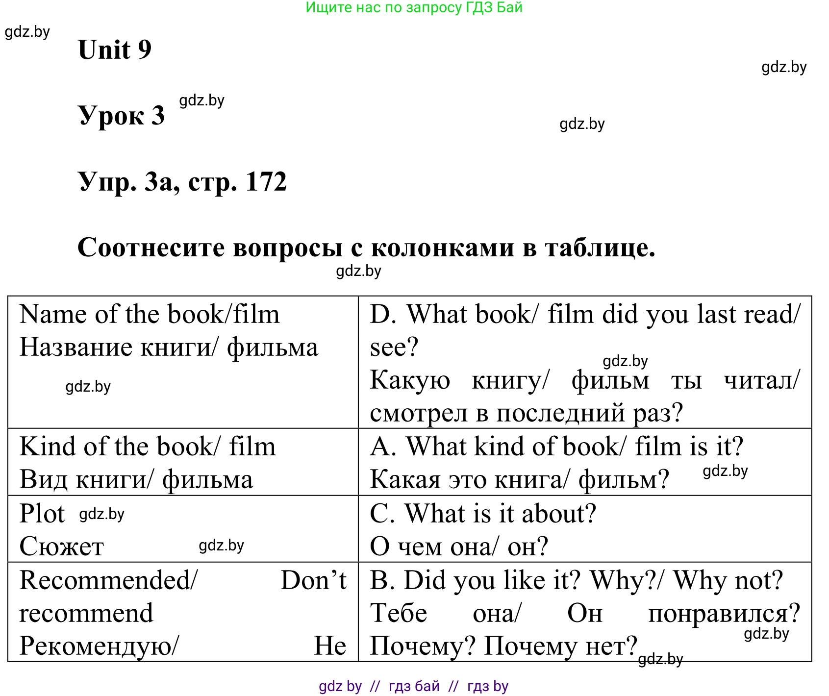 Английский язык (english), 6 класс Учебник, авторы: Демченко Наталья Валентиновна, Севрюкова Татьяна Юрьевна, Юхнель Наталья Валентиновна, Наумова Елена Георгиевна, Рыбалко О Н, Манешина А В, Маслёнченко Н А, издательство Вышэйшая школа, Минск, 2018, красного цвета, Часть 2, страница 172, номер 3, Решение