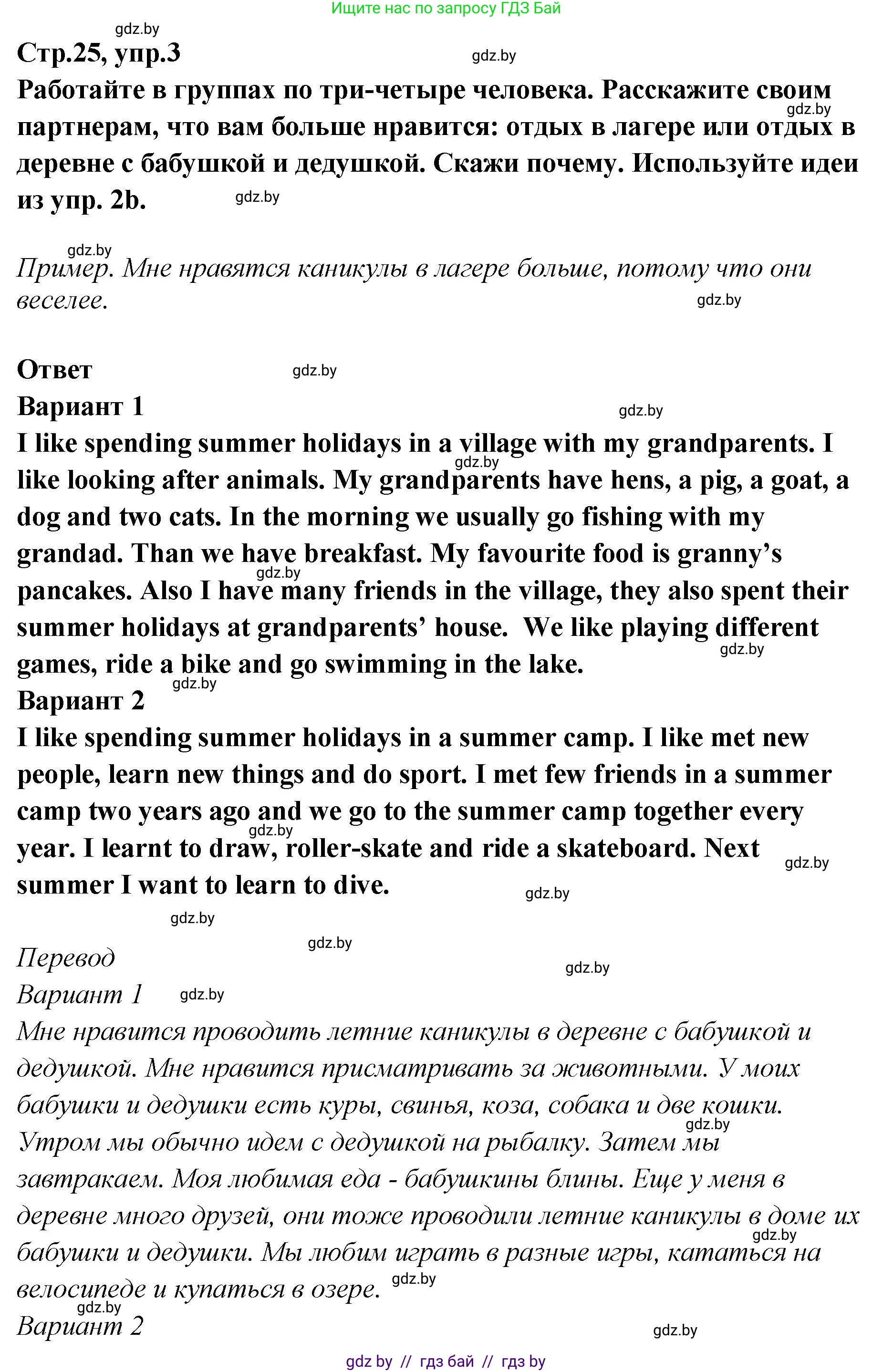 Английский язык (english), 6 класс Учебник, авторы: Юхнель Наталья Валентиновна, Наумова Елена Георгиевна, Малиновская Елена Александровна, издательство Адукацыя i выхаванне, Минск, 2021, страница 25, номер 3, Решение