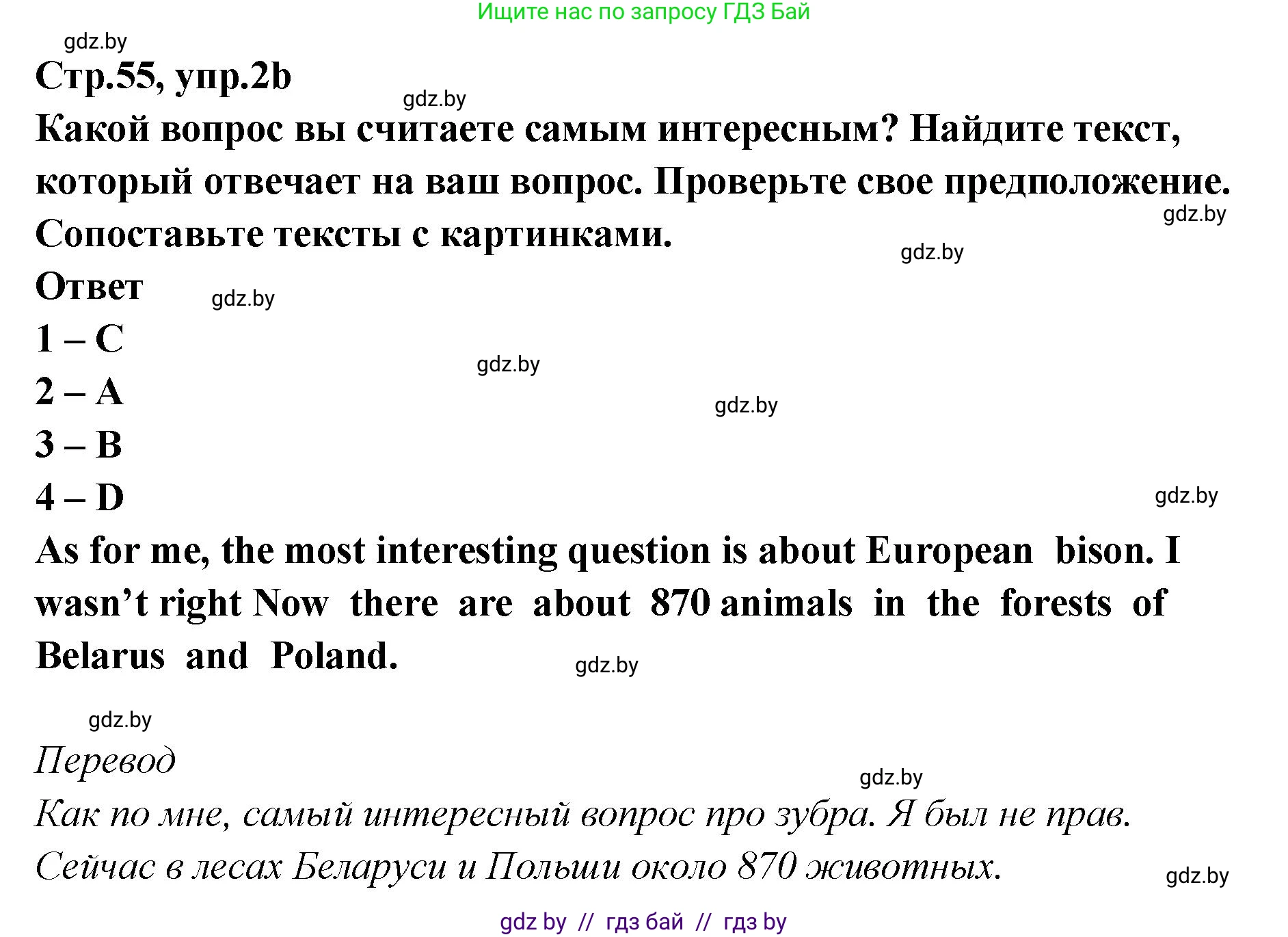 Английский язык (english), 6 класс Учебник, авторы: Юхнель Наталья Валентиновна, Наумова Елена Георгиевна, Малиновская Елена Александровна, издательство Адукацыя i выхаванне, Минск, 2021, страница 55, номер 2, Решение (продолжение 2)