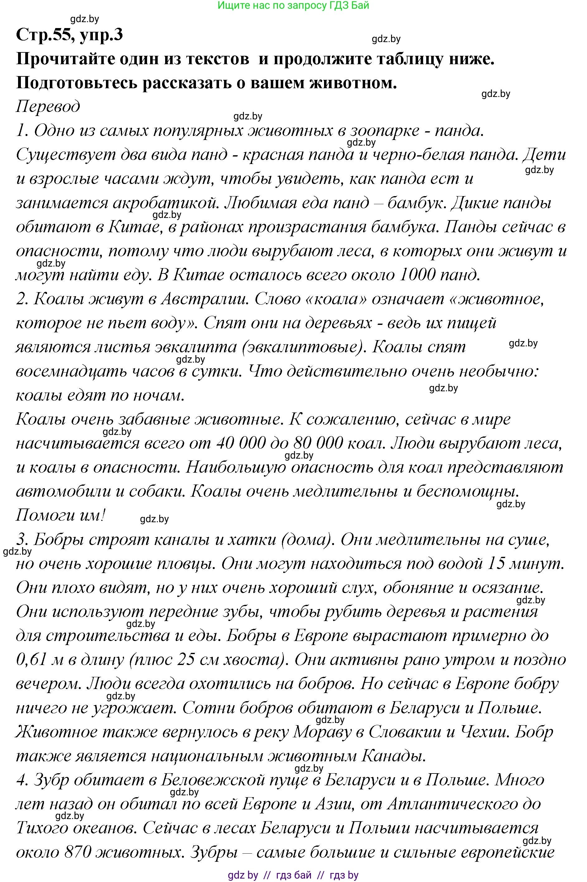 Английский язык (english), 6 класс Учебник, авторы: Юхнель Наталья Валентиновна, Наумова Елена Георгиевна, Малиновская Елена Александровна, издательство Адукацыя i выхаванне, Минск, 2021, страница 55, номер 3, Решение