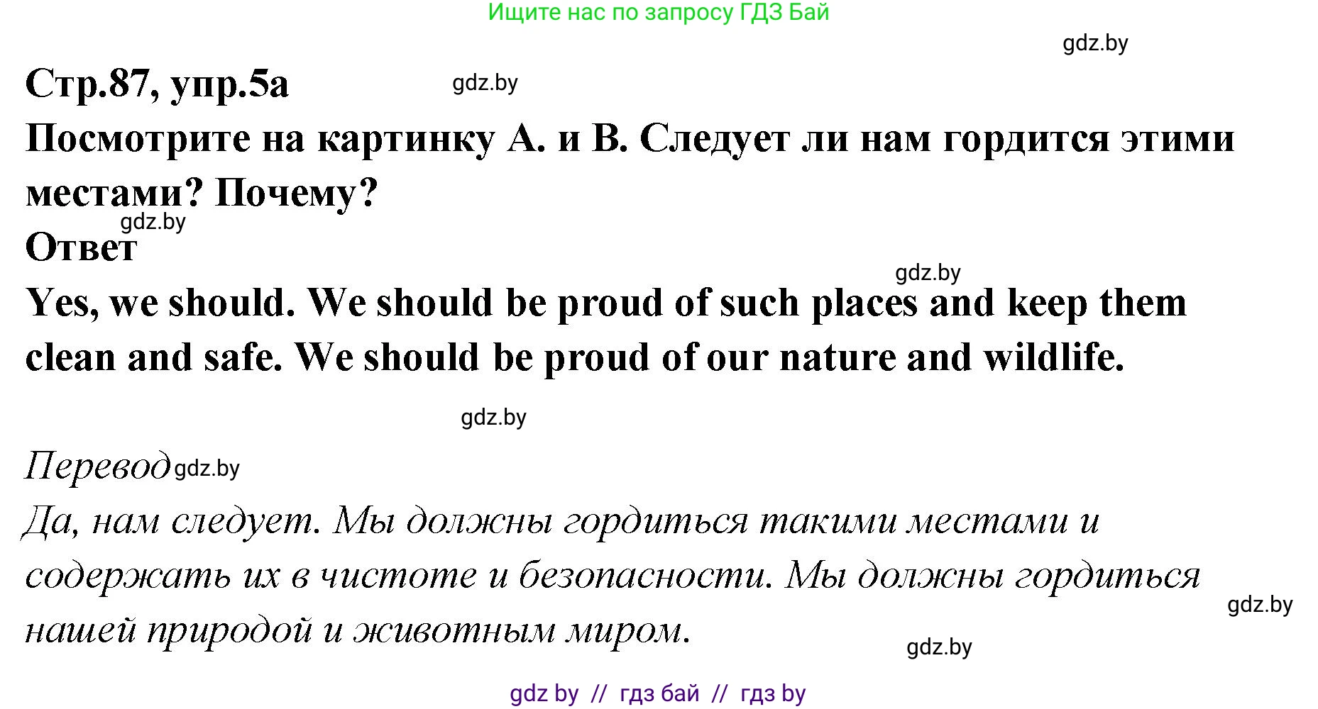 Английский язык (english), 6 класс Учебник, авторы: Юхнель Наталья Валентиновна, Наумова Елена Георгиевна, Малиновская Елена Александровна, издательство Адукацыя i выхаванне, Минск, 2021, страница 87, номер 5, Решение