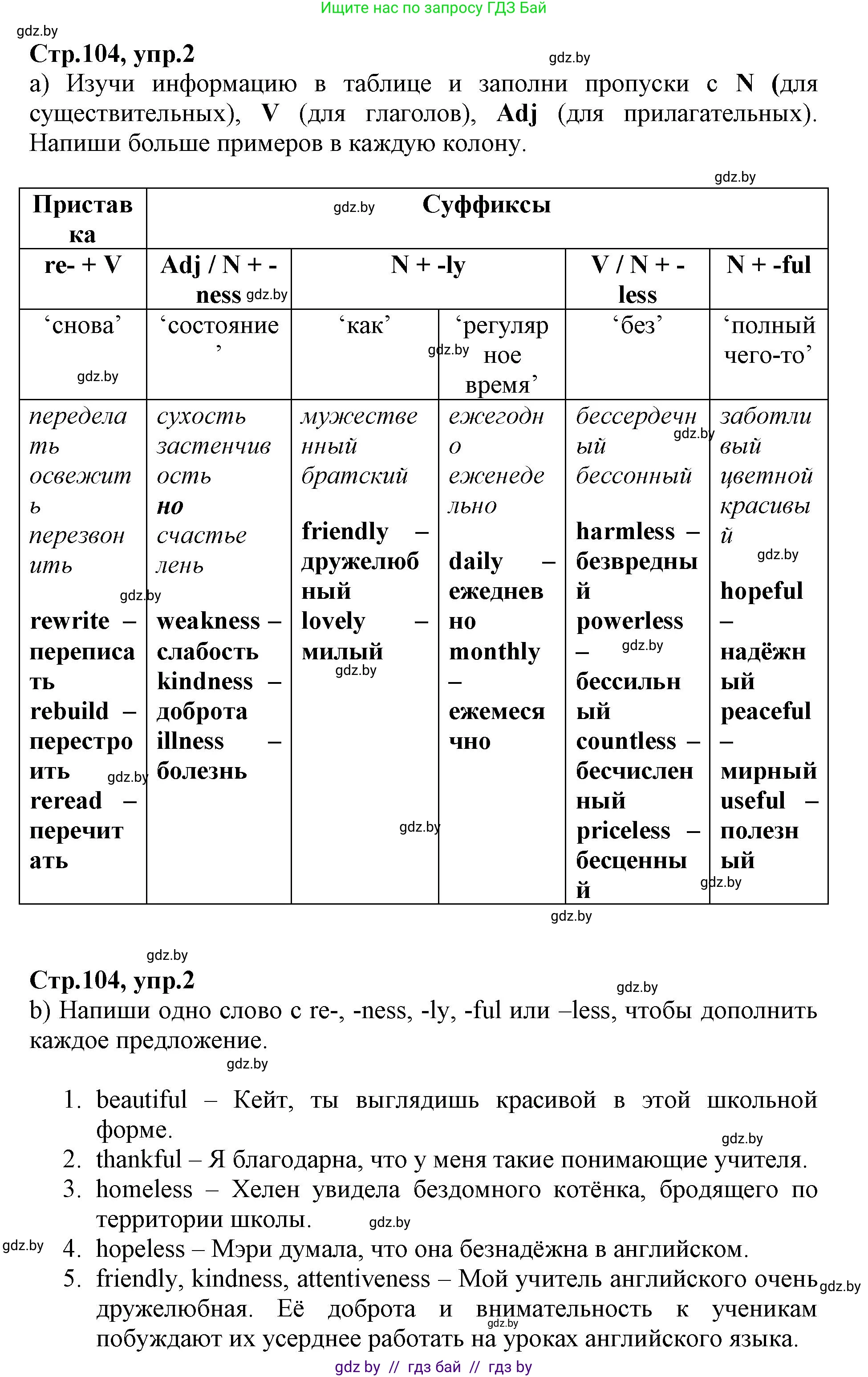 Английский язык (english), 7 класс Рабочая тетрадь (workbook), авторы: Демченко Наталья Валентиновна, Севрюкова Татьяна Юрьевна, Наумова Елена Георгиевна, Юхнель Наталья Валентиновна, Манешина А В, Маслёнченко Н А, Рыбалко О Н, издательство Аверсэв, Минск, 2021, голубого цвета, Часть ( Part) 2, страница 104, номер 2, Решение