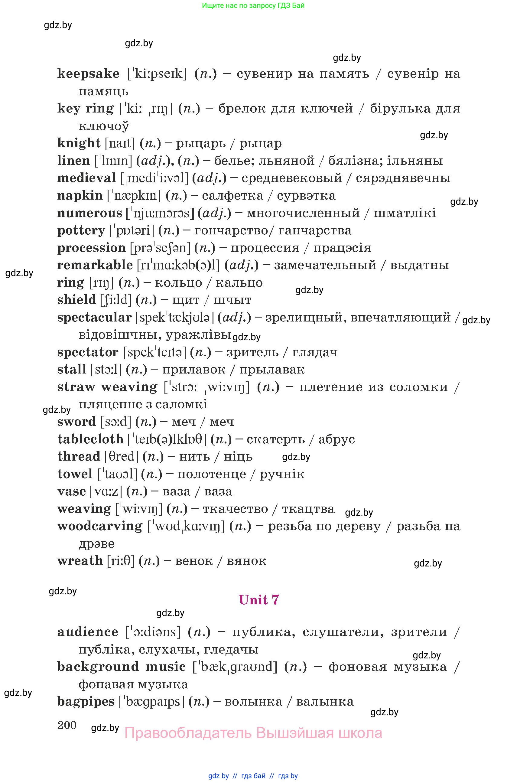 Английский язык (english), 8 класс Учебник, авторы: Демченко Наталья Валентиновна, Севрюкова Татьяна Юрьевна, Наумова Елена Георгиевна, Рыбалко О Н, Манешина А В, Маслёнченко Н А, Бушуева Эдите Владиславовна, издательство Вышэйшая школа, Минск, 2020, розового цвета, страница 200