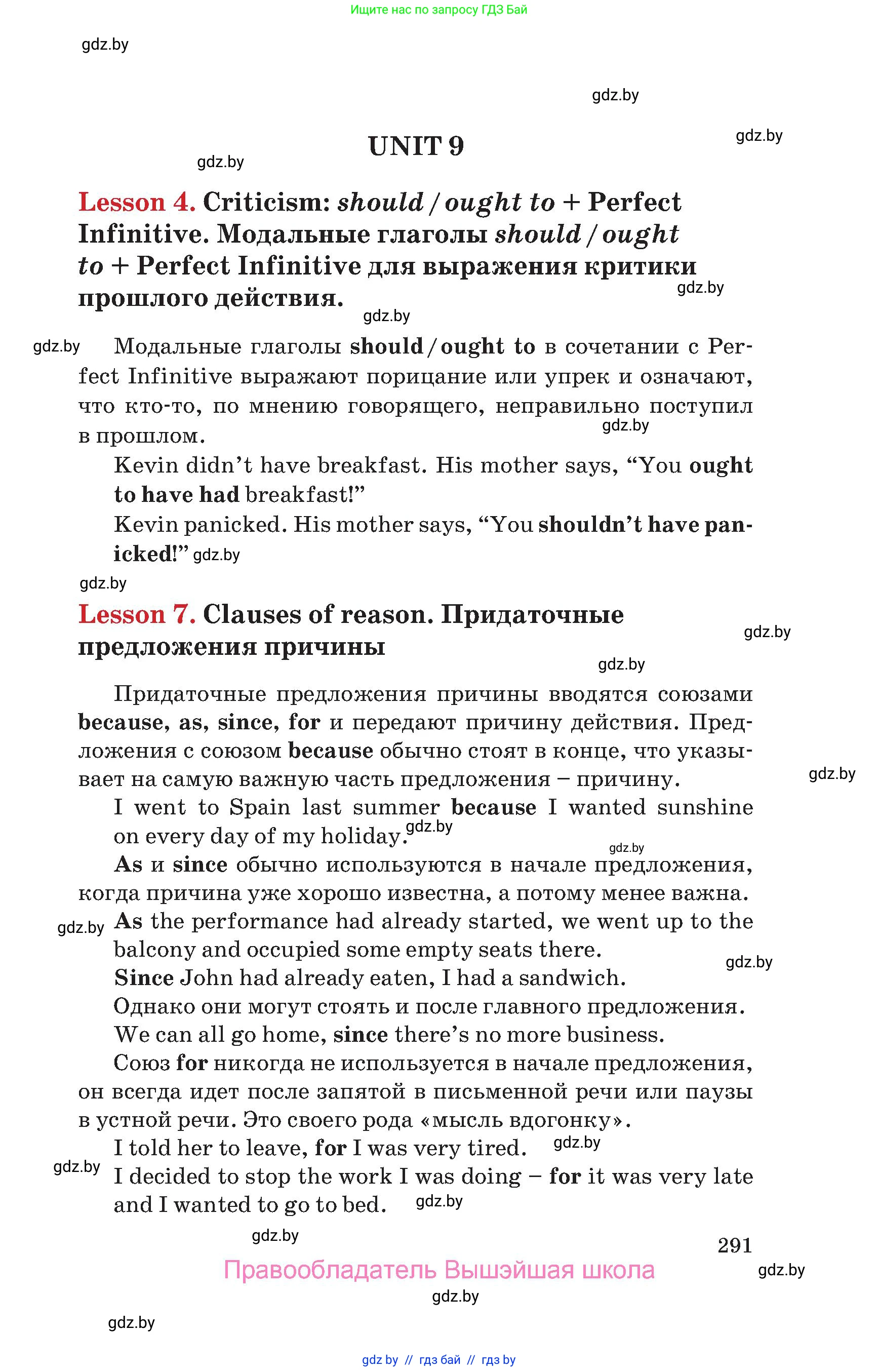 Английский язык (english), 9 класс Учебник (Student's book), авторы: Лапицкая Людмила Михайловна (Lapitskaya Ludmila), Демченко Наталья Валентиновна, Волков Андрей Валерьевич, Калишевич Алла Ивановна, Севрюкова Татьяна Юрьевна, Юхнель Наталья Валентиновна, издательство Вышэйшая школа, Минск, 2018, страница 291