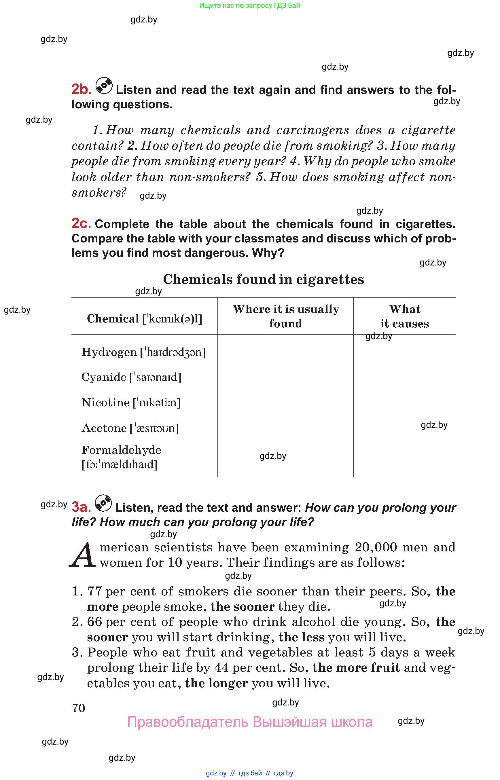 Английский язык (english), 9 класс Учебник (Student's book), авторы: Лапицкая Людмила Михайловна (Lapitskaya Ludmila), Демченко Наталья Валентиновна, Волков Андрей Валерьевич, Калишевич Алла Ивановна, Севрюкова Татьяна Юрьевна, Юхнель Наталья Валентиновна, издательство Вышэйшая школа, Минск, 2018, страница 70