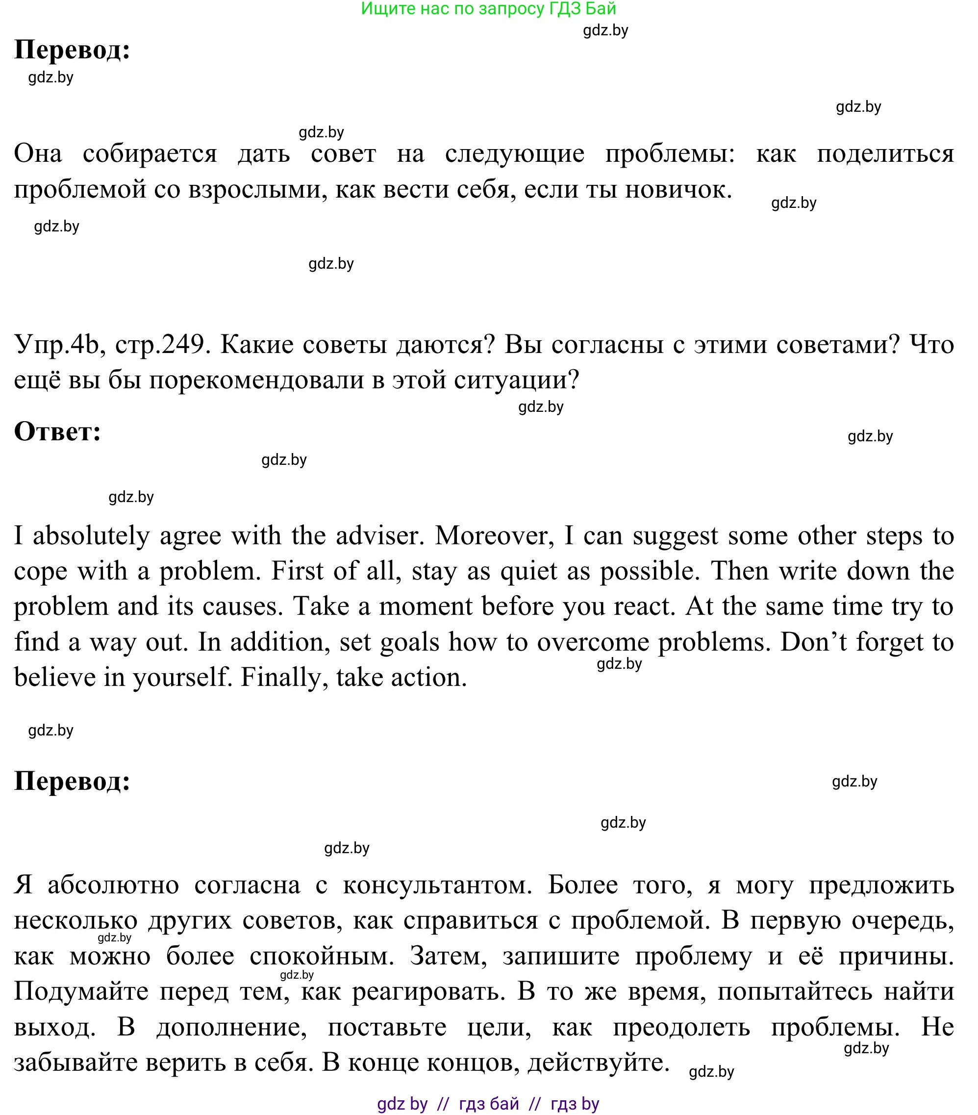 Английский язык (english), 9 класс Учебник (Student's book), авторы: Лапицкая Людмила Михайловна (Lapitskaya Ludmila), Демченко Наталья Валентиновна, Волков Андрей Валерьевич, Калишевич Алла Ивановна, Севрюкова Татьяна Юрьевна, Юхнель Наталья Валентиновна, издательство Вышэйшая школа, Минск, 2018, страница 248, номер 4, Решение 2 (продолжение 2)