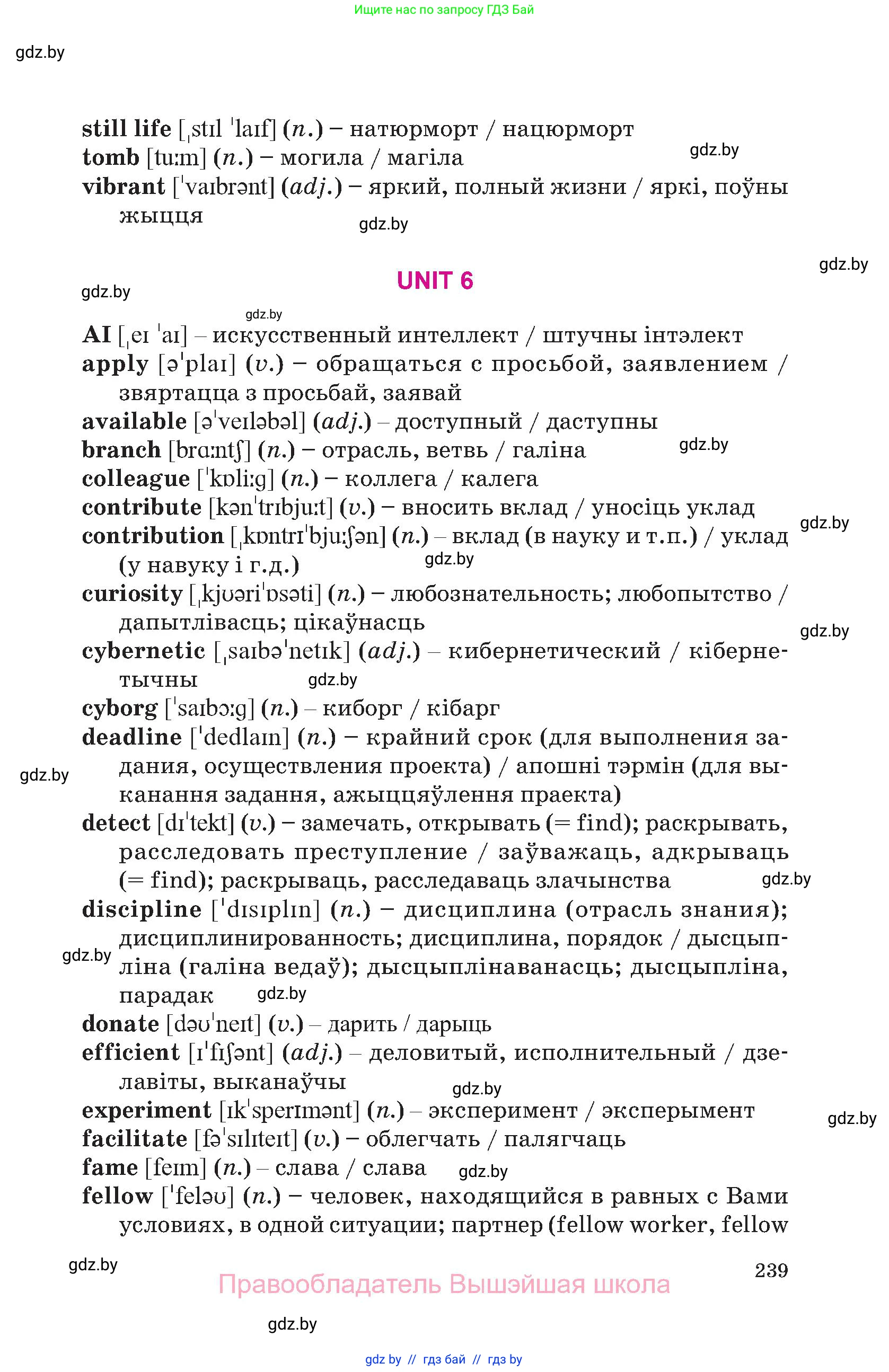 Английский язык (english), 10 класс Учебник (Student's book), авторы: Демченко Наталья Валентиновна, Юхнель Наталья Валентиновна, Севрюкова Татьяна Юрьевна, Бушуева Эдите Владиславовна, Лапицкая Людмила Михайловна (Lapitskaya Ludmila), издательство Вышэйшая школа, Минск, 2021, голубого цвета, страница 239