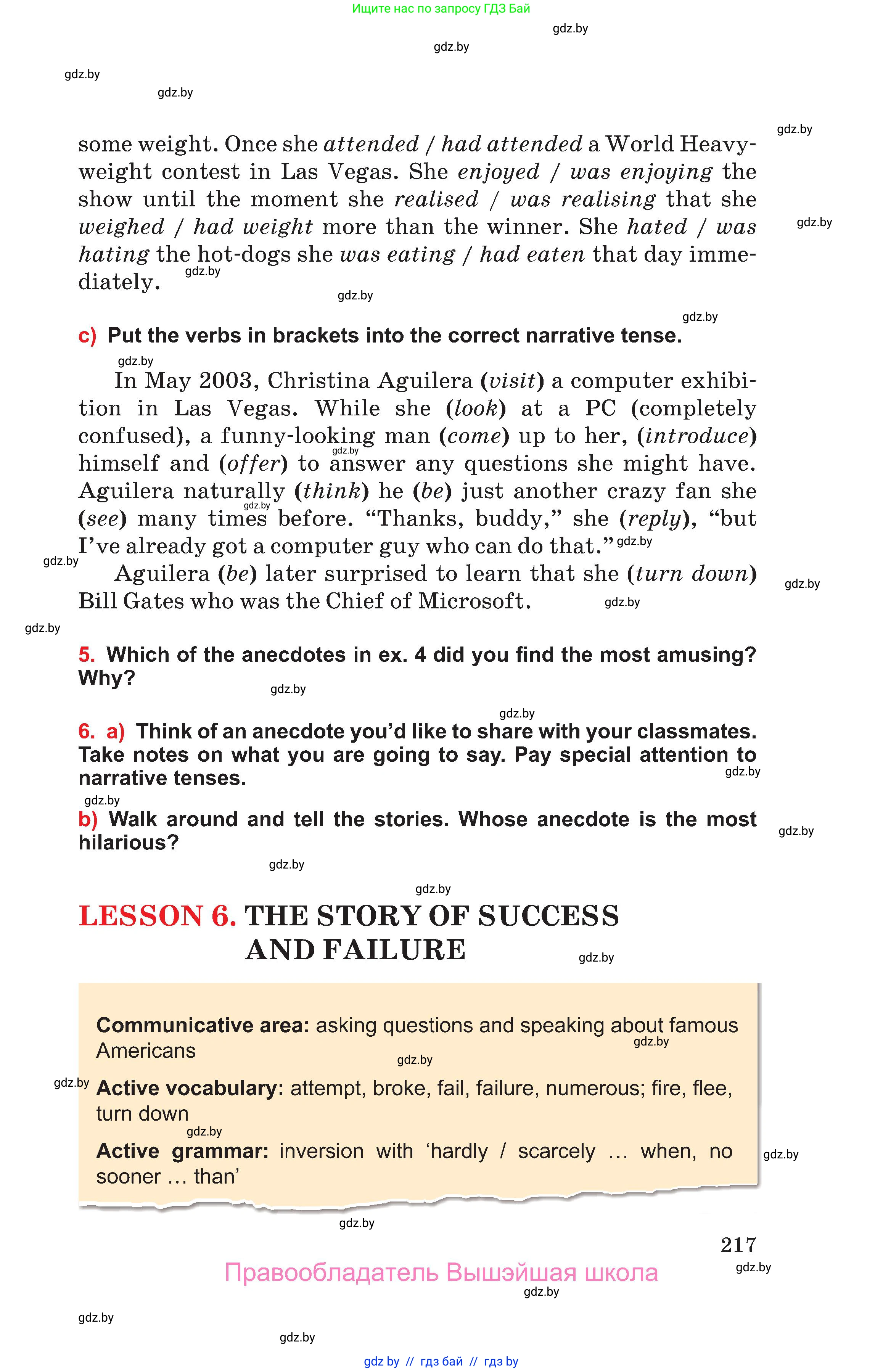 Английский язык (english), 10 класс Учебник (Student's book), авторы: Юхнель Наталья Валентиновна, Наумова Елена Георгиевна, Демченко Наталья Валентиновна, издательство Вышэйшая школа, Минск, 2019, страница 217