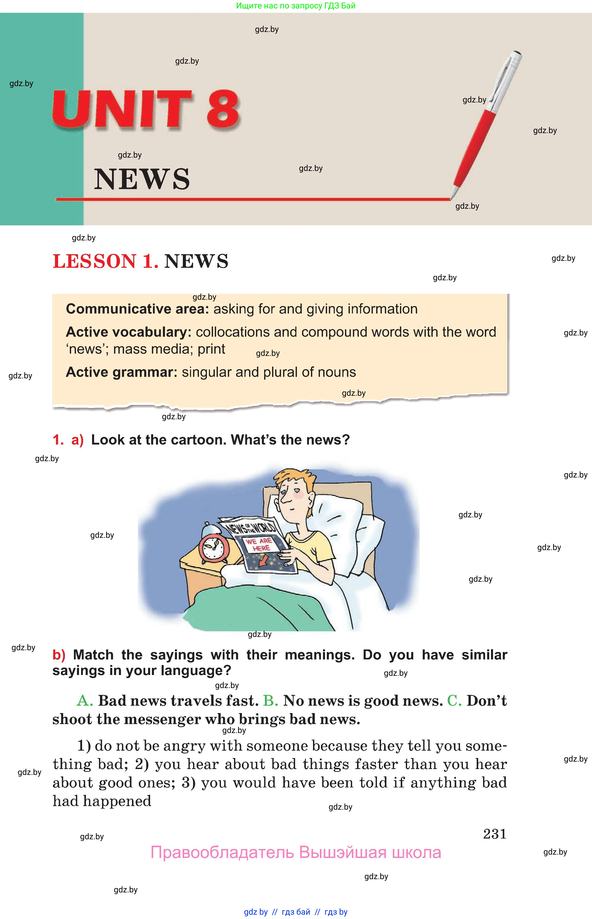 Английский язык (english), 10 класс Учебник (Student's book), авторы: Юхнель Наталья Валентиновна, Наумова Елена Георгиевна, Демченко Наталья Валентиновна, издательство Вышэйшая школа, Минск, 2019, страница 231