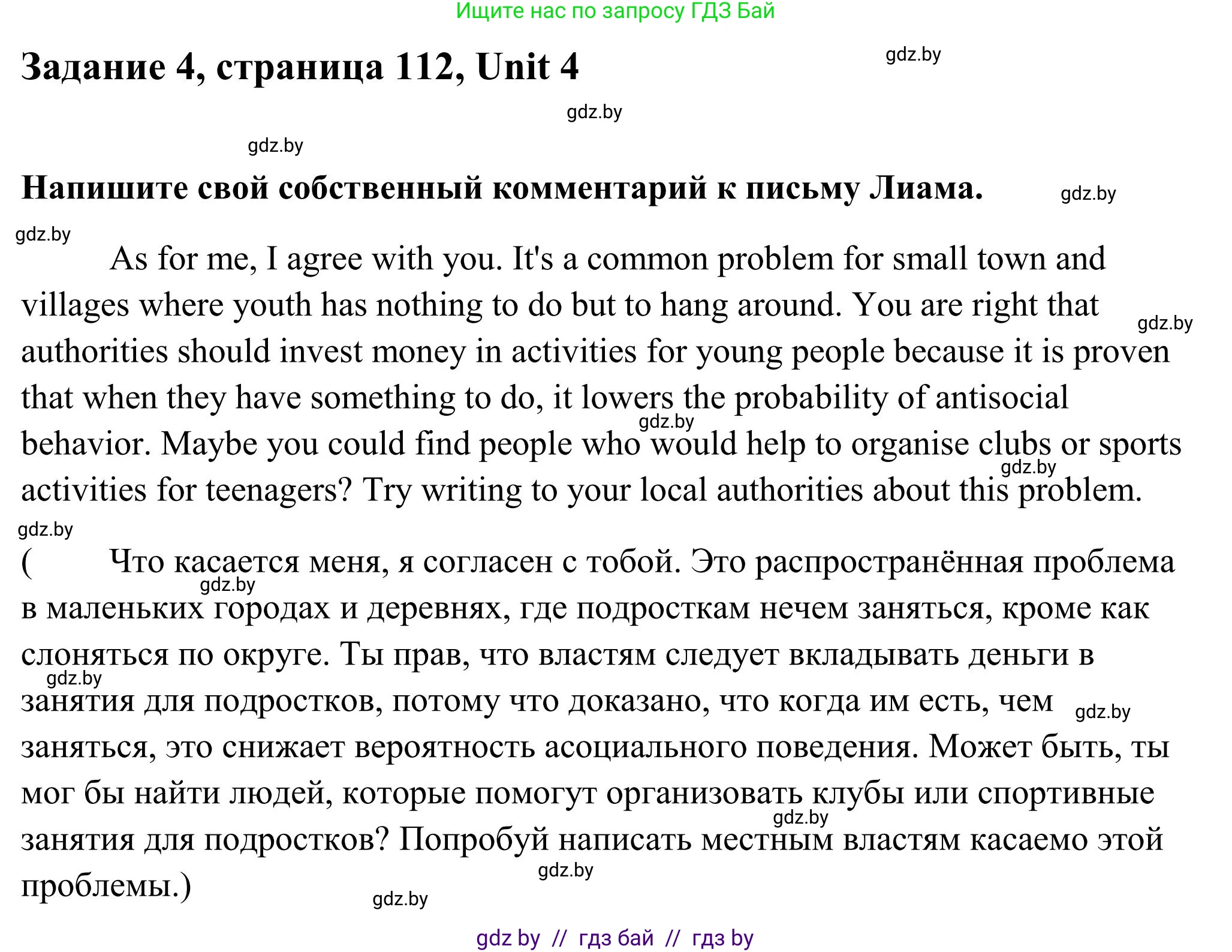 Английский язык (english), 10 класс Учебник (Student's book), авторы: Юхнель Наталья Валентиновна, Наумова Елена Георгиевна, Демченко Наталья Валентиновна, издательство Вышэйшая школа, Минск, 2019, страница 112, номер 4, Решение