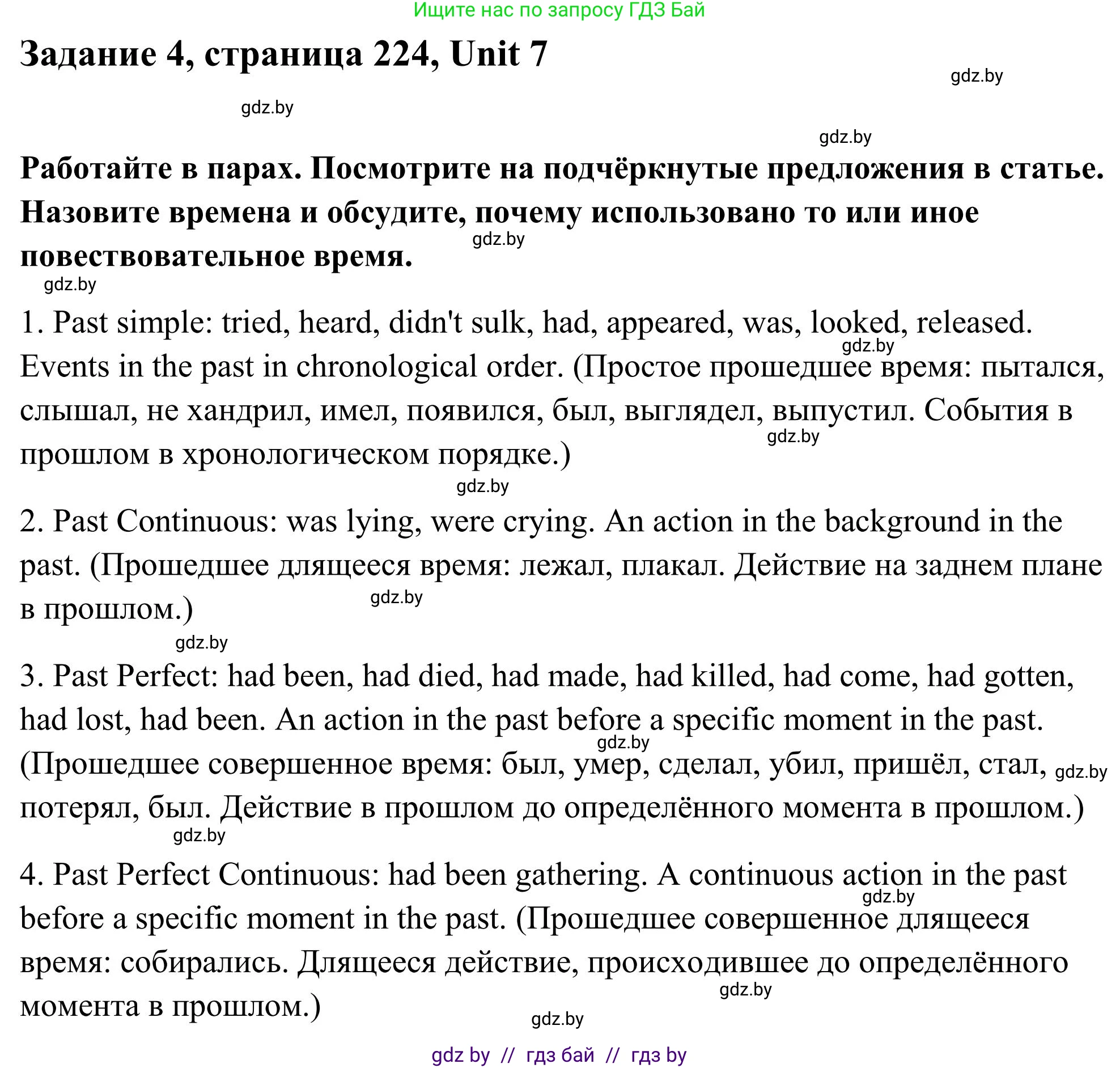 Английский язык (english), 10 класс Учебник (Student's book), авторы: Юхнель Наталья Валентиновна, Наумова Елена Георгиевна, Демченко Наталья Валентиновна, издательство Вышэйшая школа, Минск, 2019, страница 224, номер 4, Решение