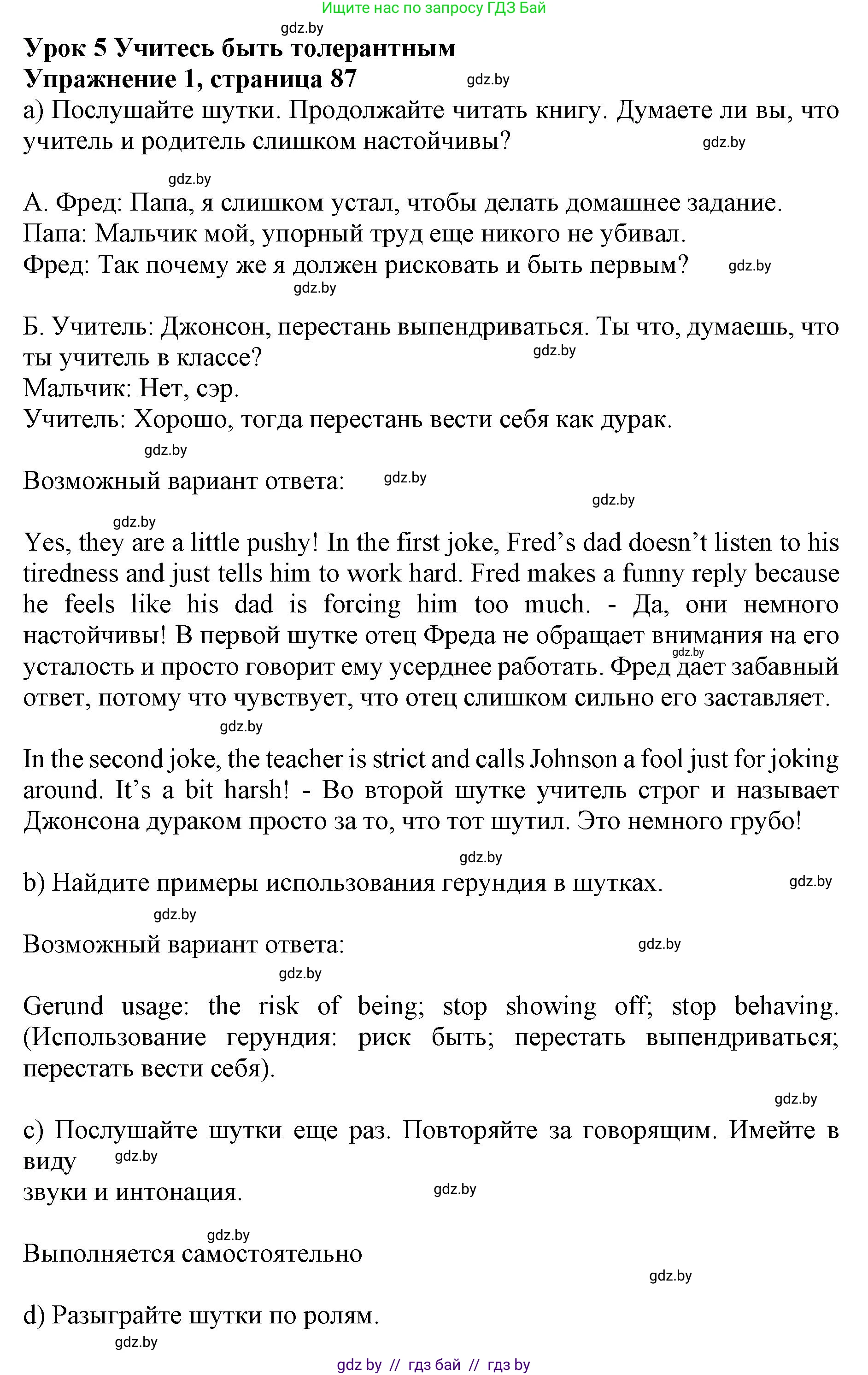 Английский язык (english), 10 класс Учебник (Student's book), авторы: Юхнель Наталья Валентиновна, Наумова Елена Георгиевна, Демченко Наталья Валентиновна, издательство Вышэйшая школа, Минск, 2019, страница 87, номер 1, Решение 2