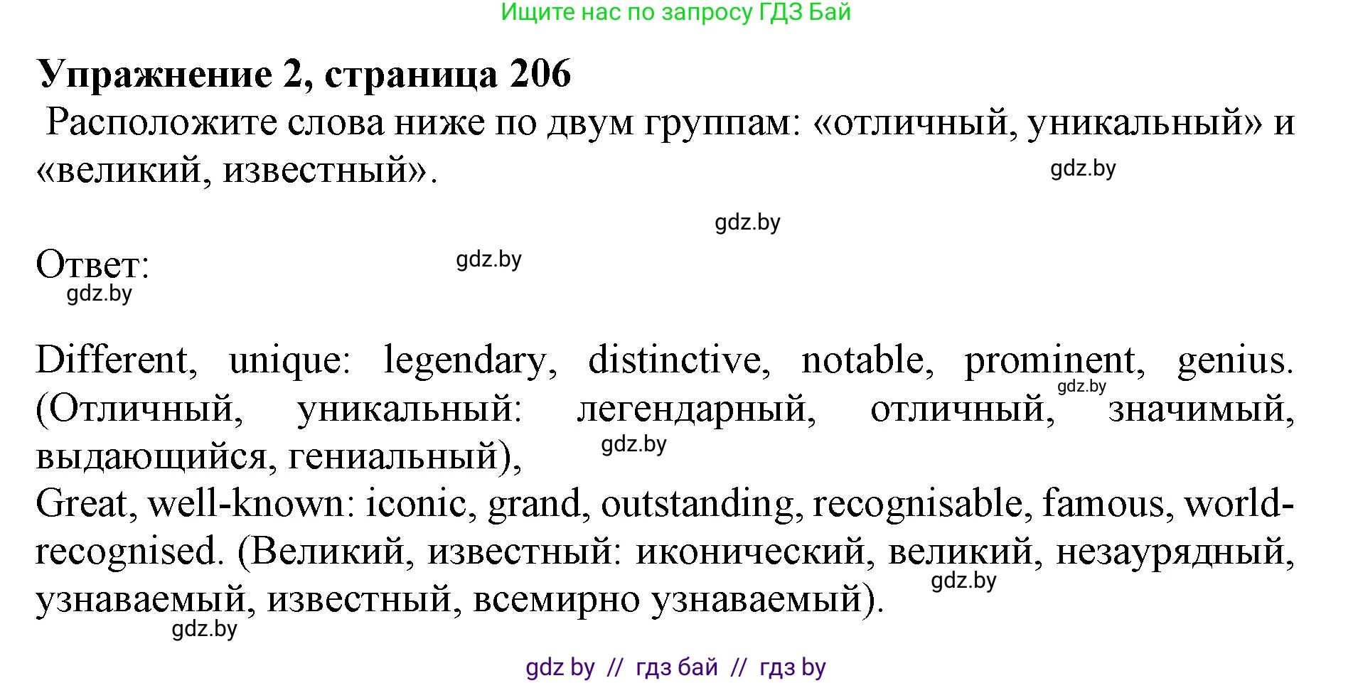 Английский язык (english), 10 класс Учебник (Student's book), авторы: Юхнель Наталья Валентиновна, Наумова Елена Георгиевна, Демченко Наталья Валентиновна, издательство Вышэйшая школа, Минск, 2019, страница 206, номер 2, Решение 2