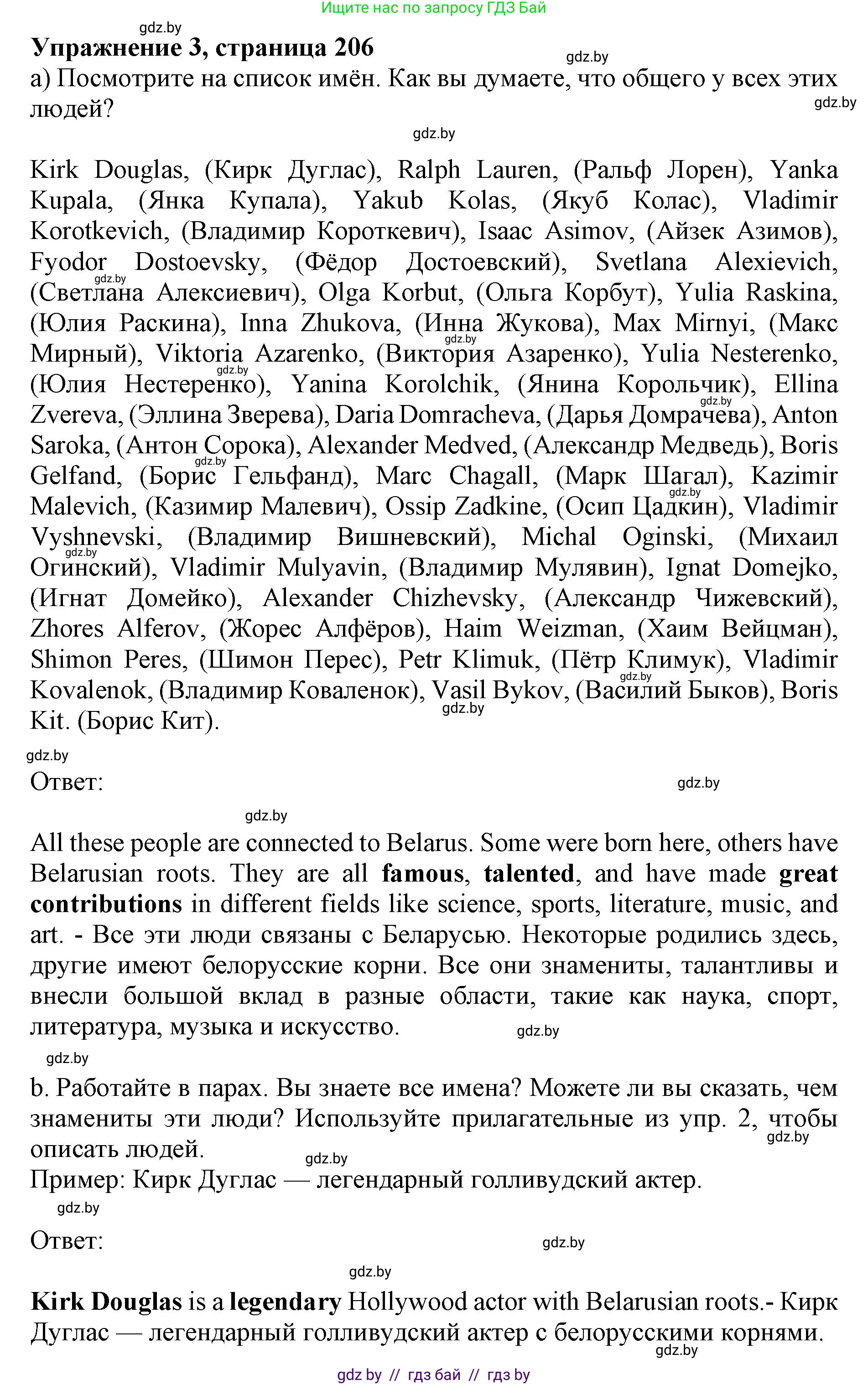 Английский язык (english), 10 класс Учебник (Student's book), авторы: Юхнель Наталья Валентиновна, Наумова Елена Георгиевна, Демченко Наталья Валентиновна, издательство Вышэйшая школа, Минск, 2019, страница 206, номер 3, Решение 2