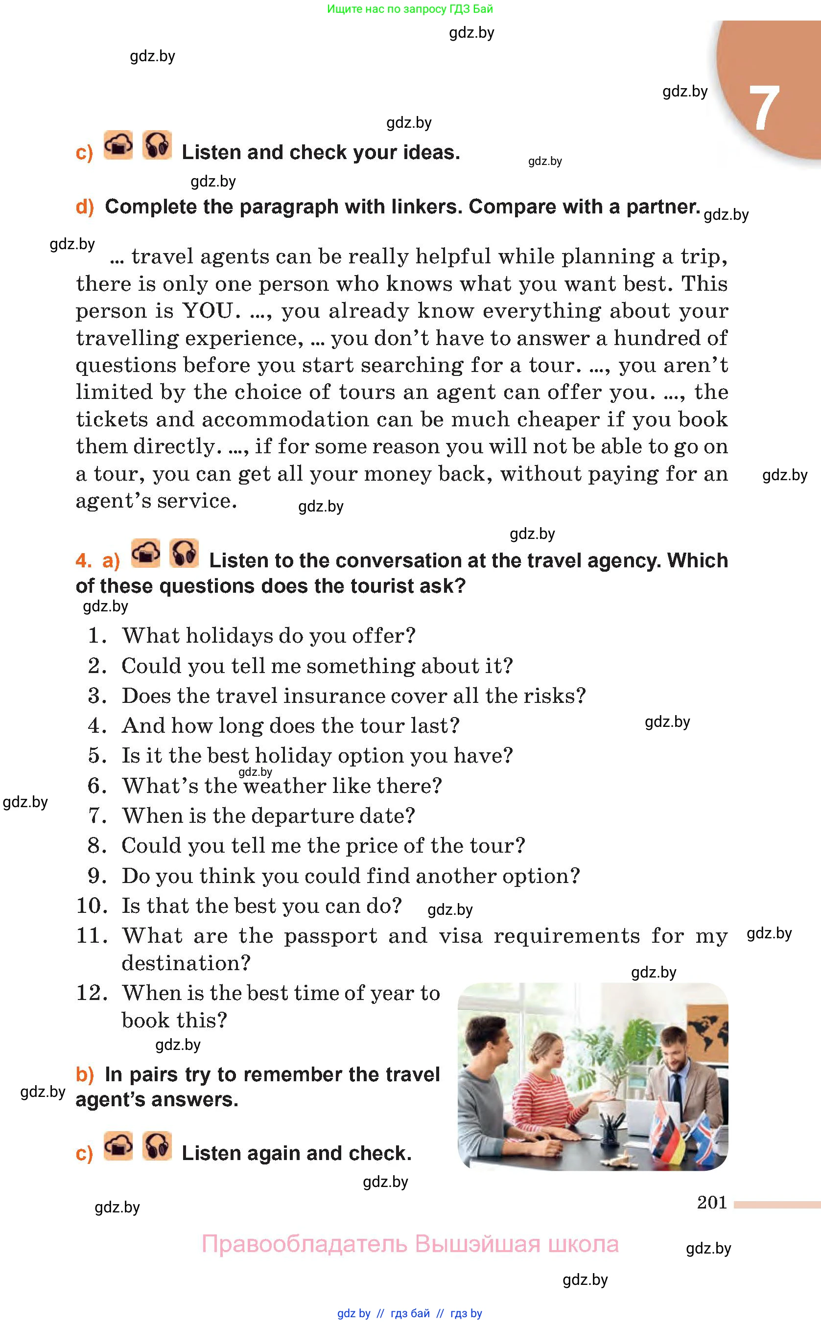 Английский язык (english), 11 класс Учебник (Student's book), авторы: Юхнель Наталья Валентиновна, Демченко Наталья Валентиновна, Романчук Вероника Романовна, Малиновская Елена Александровна, Севрюкова Татьяна Юрьевна, Бушуева Эдите Владиславовна, Наумова Елена Георгиевна, Яковчиц Т Н, издательство Вышэйшая школа, Минск, 2021, бирюзового цвета, страница 201