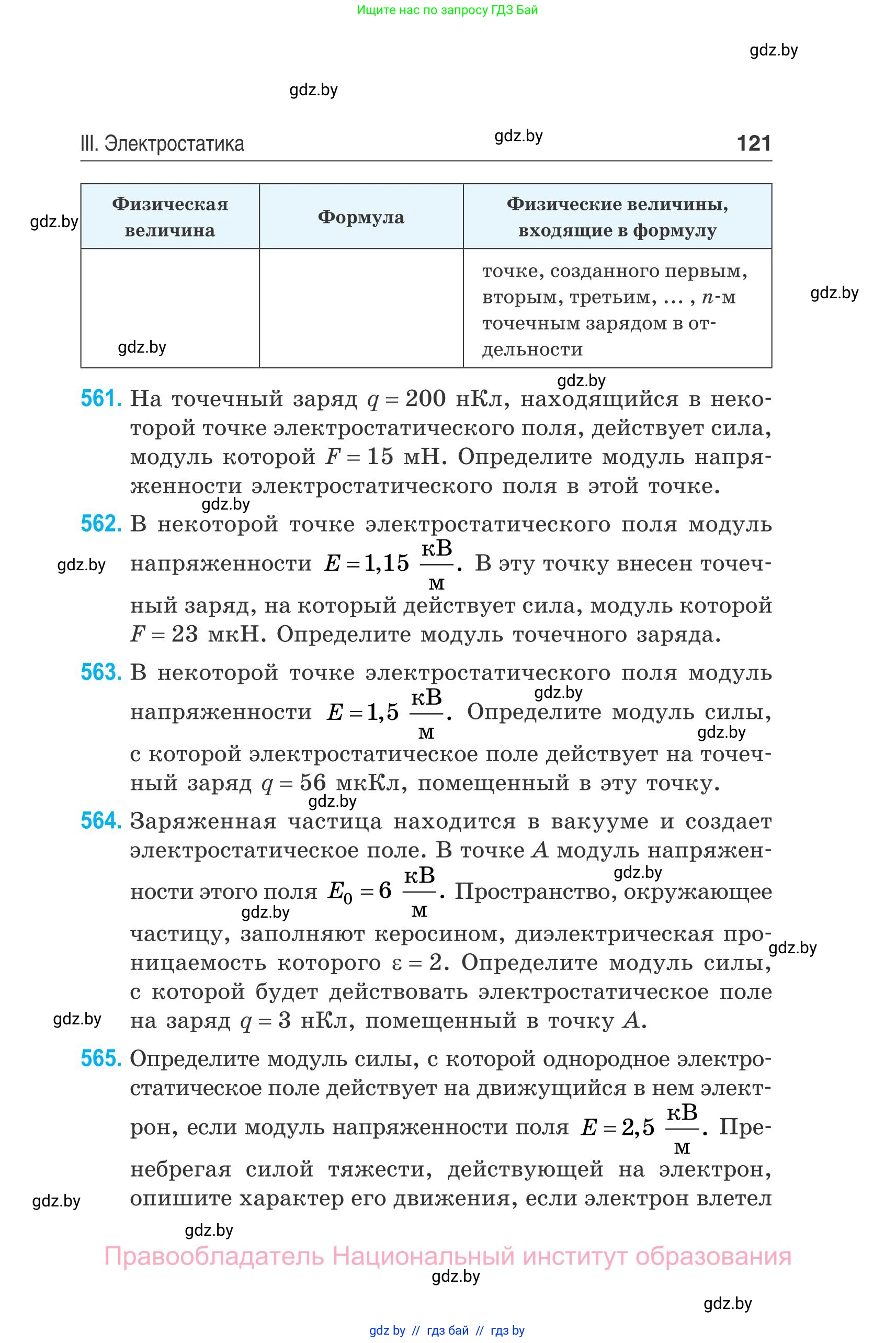Физика, 10 класс Сборник задач, авторы: Дорофейчик Владимир Владимирович, Белая Ольга Николаевна, издательство Национальный институт образования, Минск, 2022, страница 121
