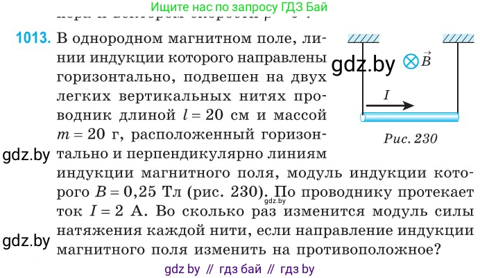 Физика, 10 класс Сборник задач, авторы: Дорофейчик Владимир Владимирович, Белая Ольга Николаевна, издательство Национальный институт образования, Минск, 2022, страница 226, номер 1013, Условие
