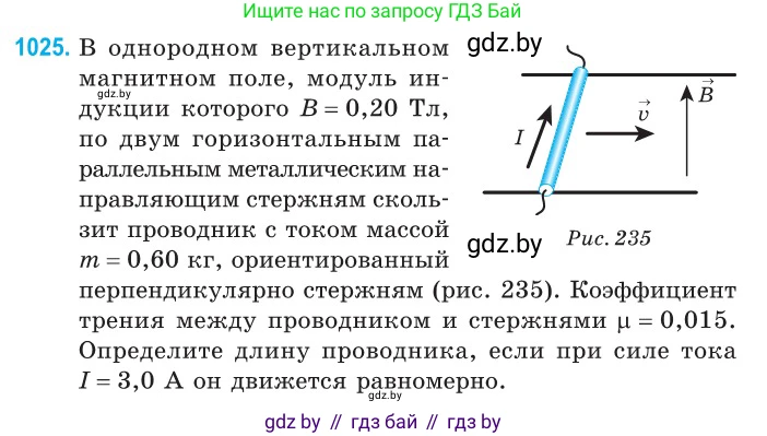 Физика, 10 класс Сборник задач, авторы: Дорофейчик Владимир Владимирович, Белая Ольга Николаевна, издательство Национальный институт образования, Минск, 2022, страница 229, номер 1025, Условие