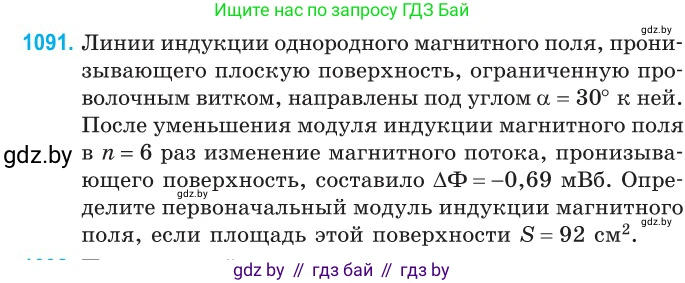 Физика, 10 класс Сборник задач, авторы: Дорофейчик Владимир Владимирович, Белая Ольга Николаевна, издательство Национальный институт образования, Минск, 2022, страница 248, номер 1091, Условие