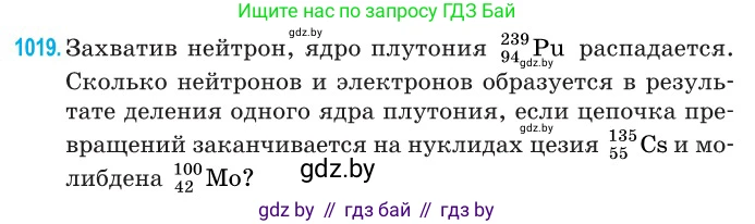 Физика, 11 класс Сборник задач, авторы: Дорофейчик Владимир Владимирович, Силенков Михаил Анатольевич, издательство Национальный институт образования, Минск, 2023, страница 283, номер 1019, Условие
