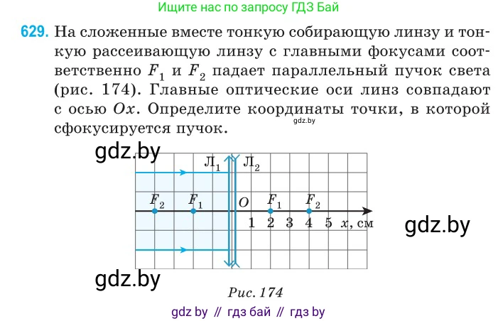 Физика, 11 класс Сборник задач, авторы: Дорофейчик Владимир Владимирович, Силенков Михаил Анатольевич, издательство Национальный институт образования, Минск, 2023, страница 185, номер 629, Условие