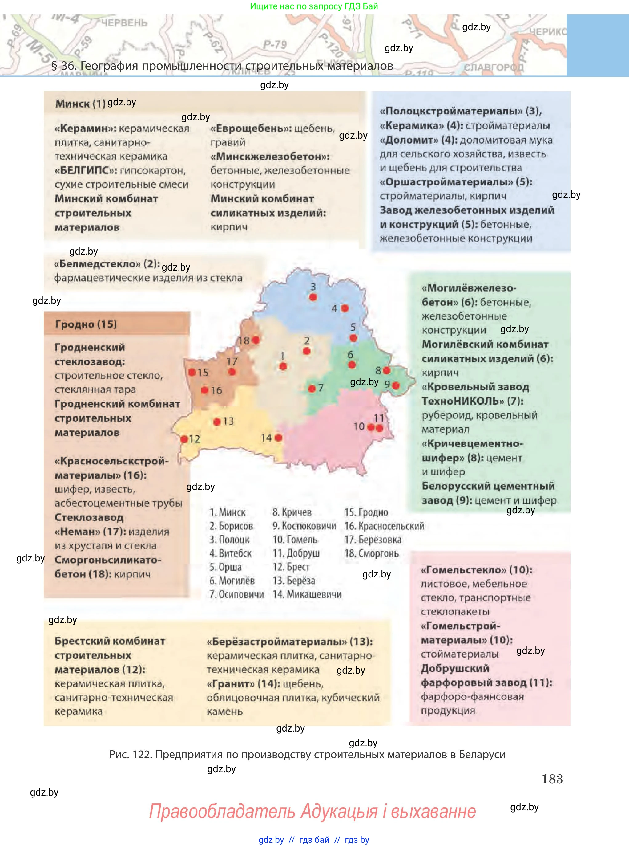 География, 9 класс Учебник, авторы: Брилевский Михаил Николаевич, Климович Алеся Владимировна, издательство Адукацыя i выхаванне, Минск, 2025, страница 183