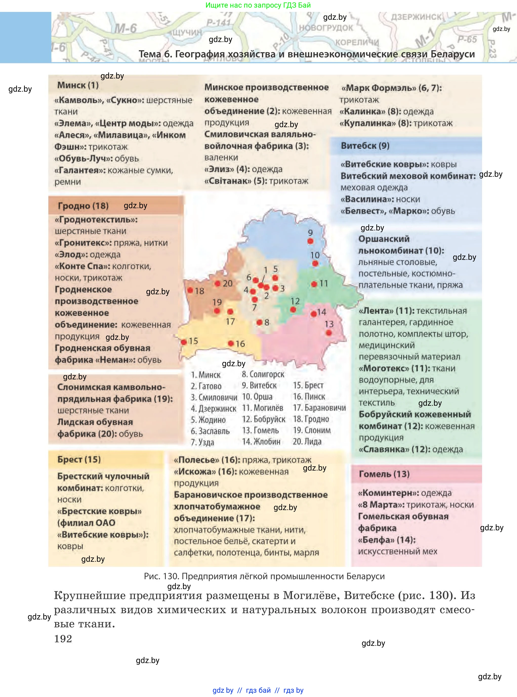 География, 9 класс Учебник, авторы: Брилевский Михаил Николаевич, Климович Алеся Владимировна, издательство Адукацыя i выхаванне, Минск, 2025, страница 192