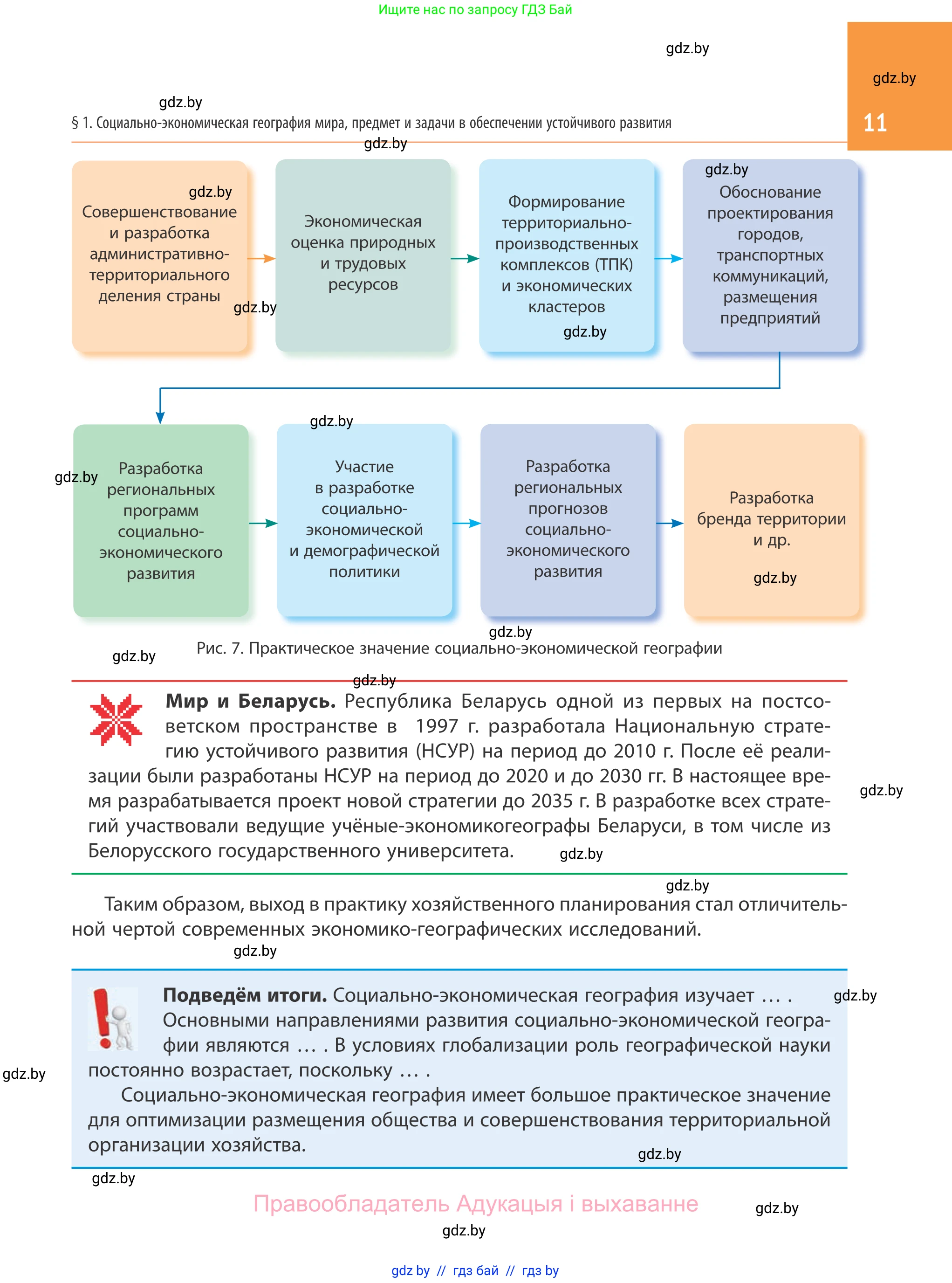 География, 10 класс Учебник, авторы: Антипова Екатерина Анатольевна, Гузова Ольга Николаевна, издательство Адукацыя i выхаванне, Минск, 2019, страница 11