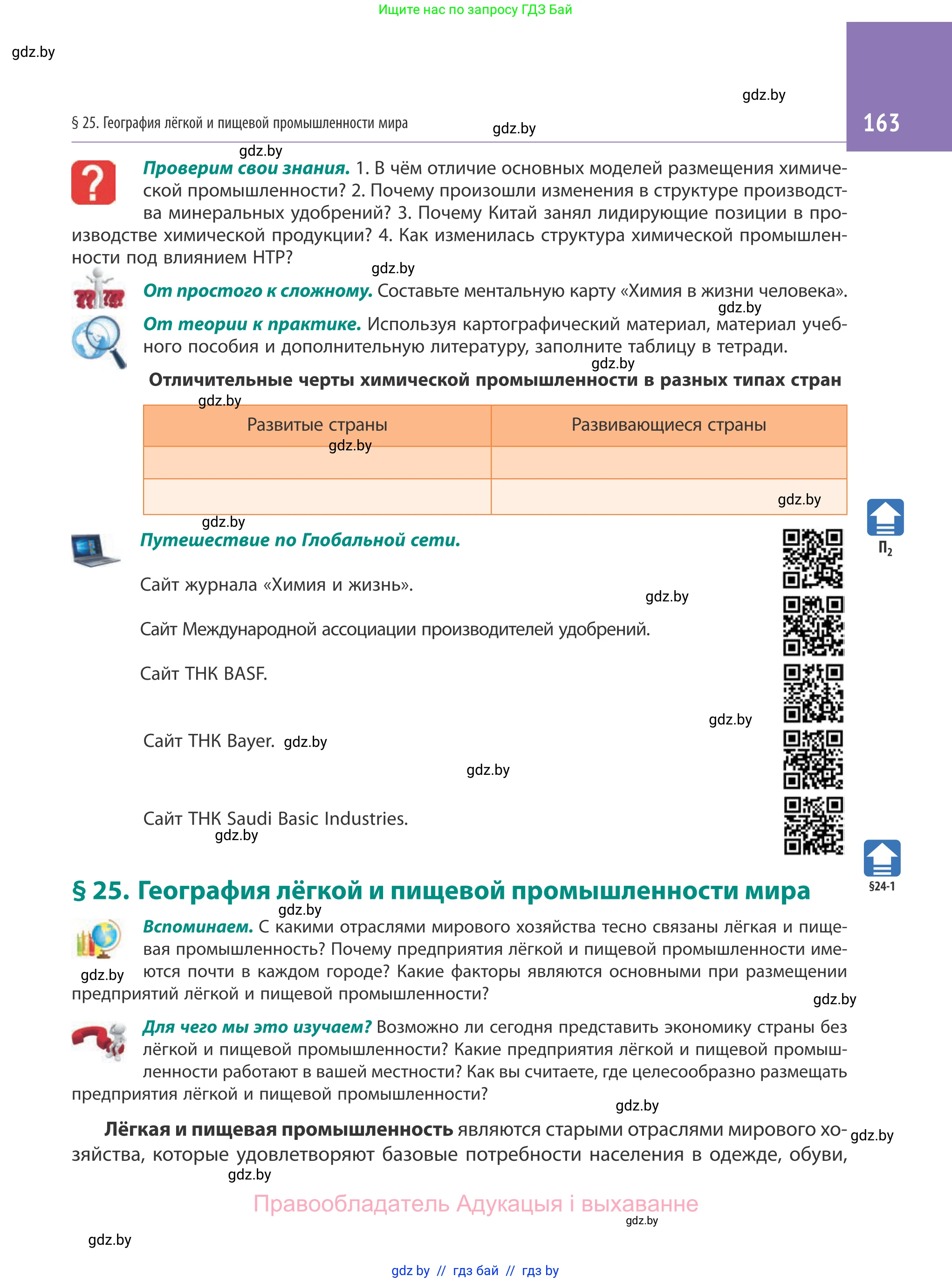 География, 10 класс Учебник, авторы: Антипова Екатерина Анатольевна, Гузова Ольга Николаевна, издательство Адукацыя i выхаванне, Минск, 2019, страница 163