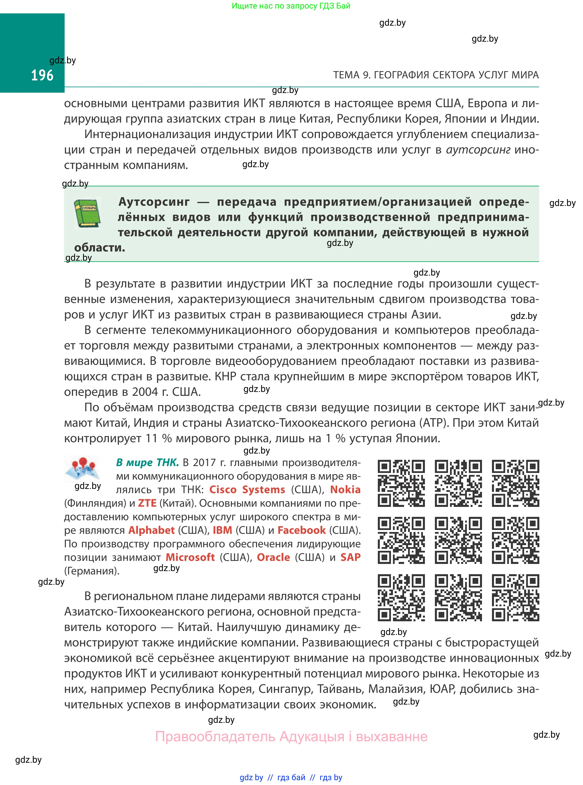 География, 10 класс Учебник, авторы: Антипова Екатерина Анатольевна, Гузова Ольга Николаевна, издательство Адукацыя i выхаванне, Минск, 2019, страница 196