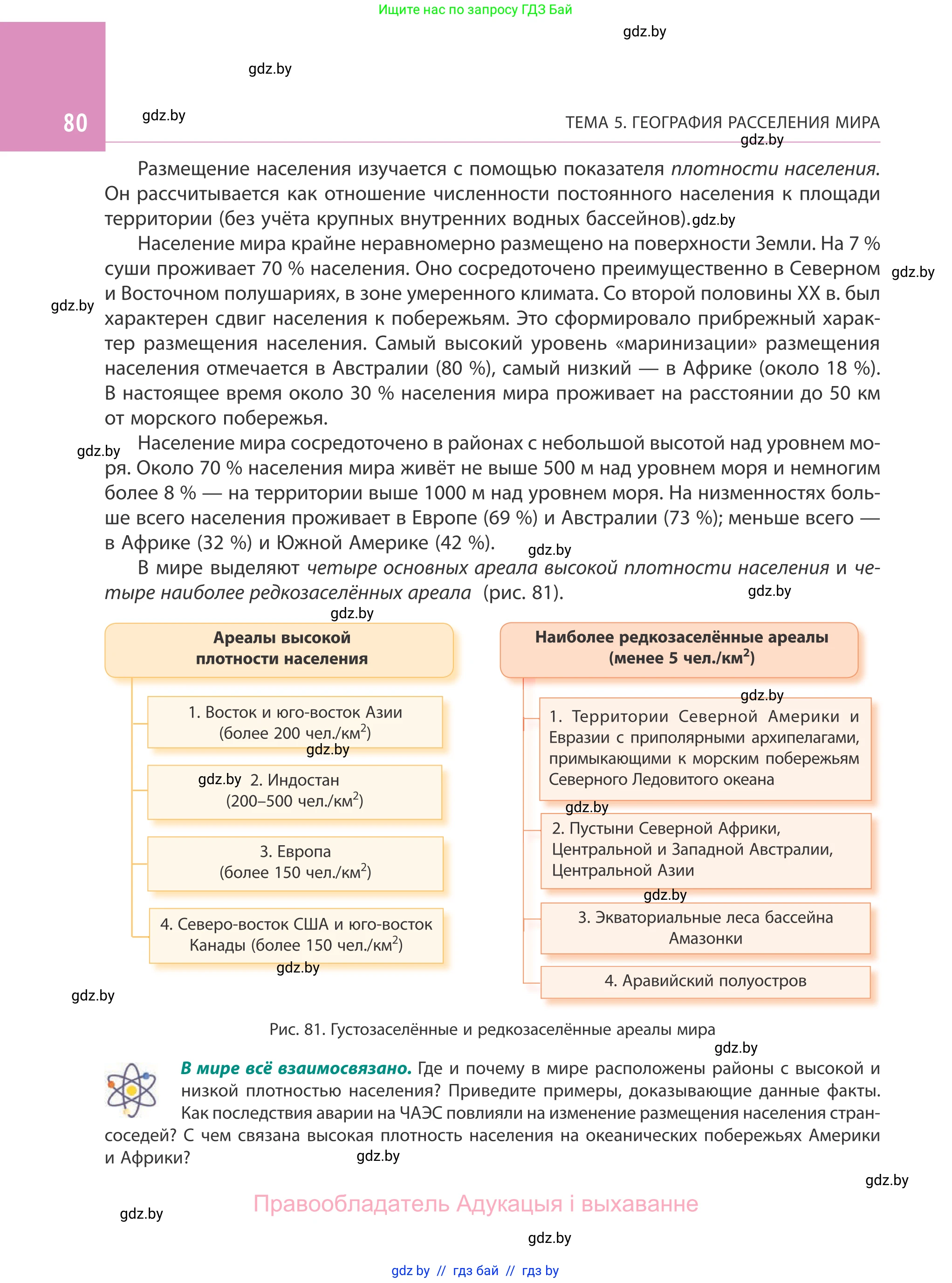 География, 10 класс Учебник, авторы: Антипова Екатерина Анатольевна, Гузова Ольга Николаевна, издательство Адукацыя i выхаванне, Минск, 2019, страница 80