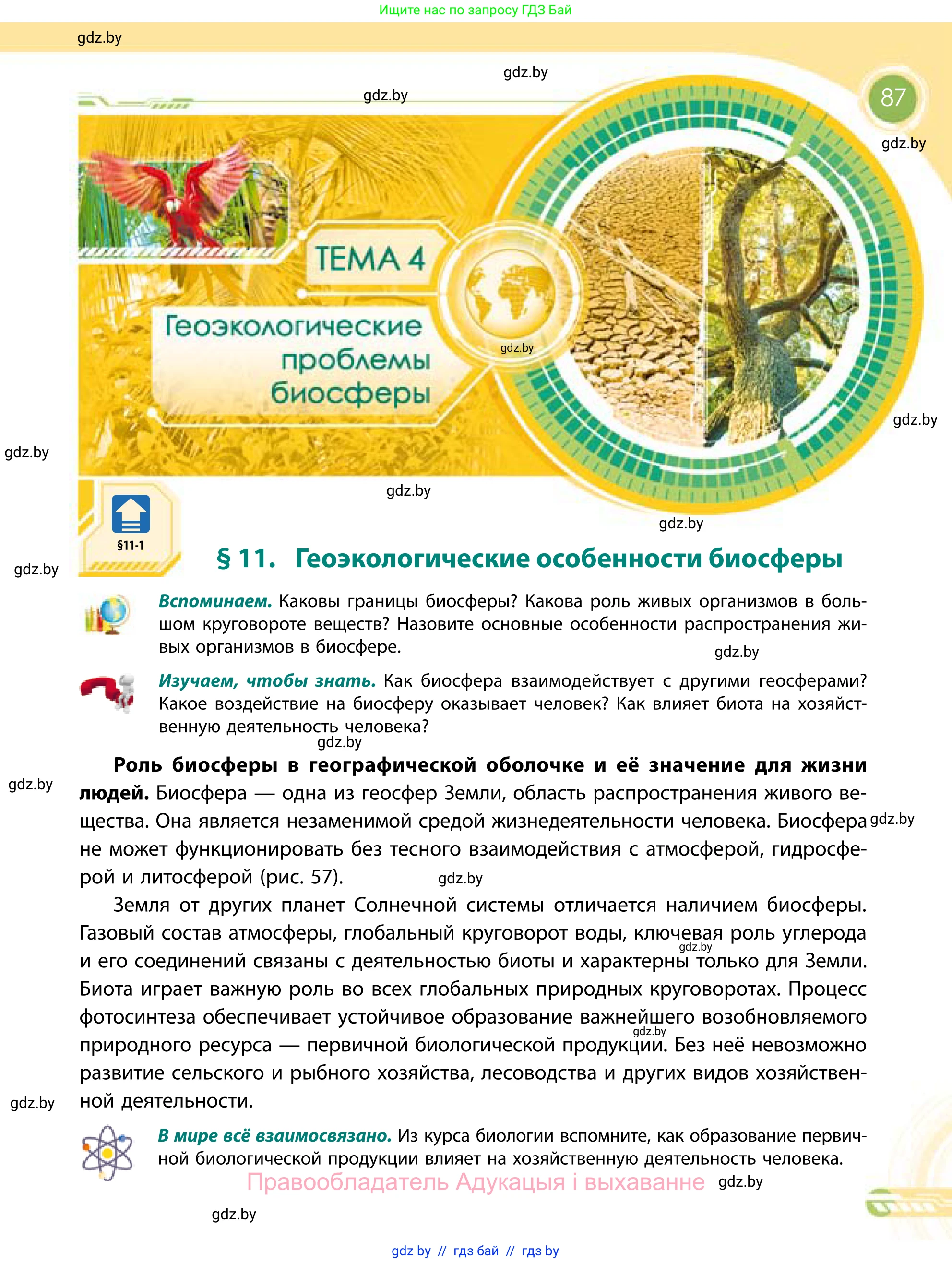 География, 11 класс Учебник, авторы: Витченко Александр Николаевич, Антипова Екатерина Анатольевна, Гузова Ольга Николаевна, издательство Адукацыя i выхаванне, Минск, 2021, страница 87