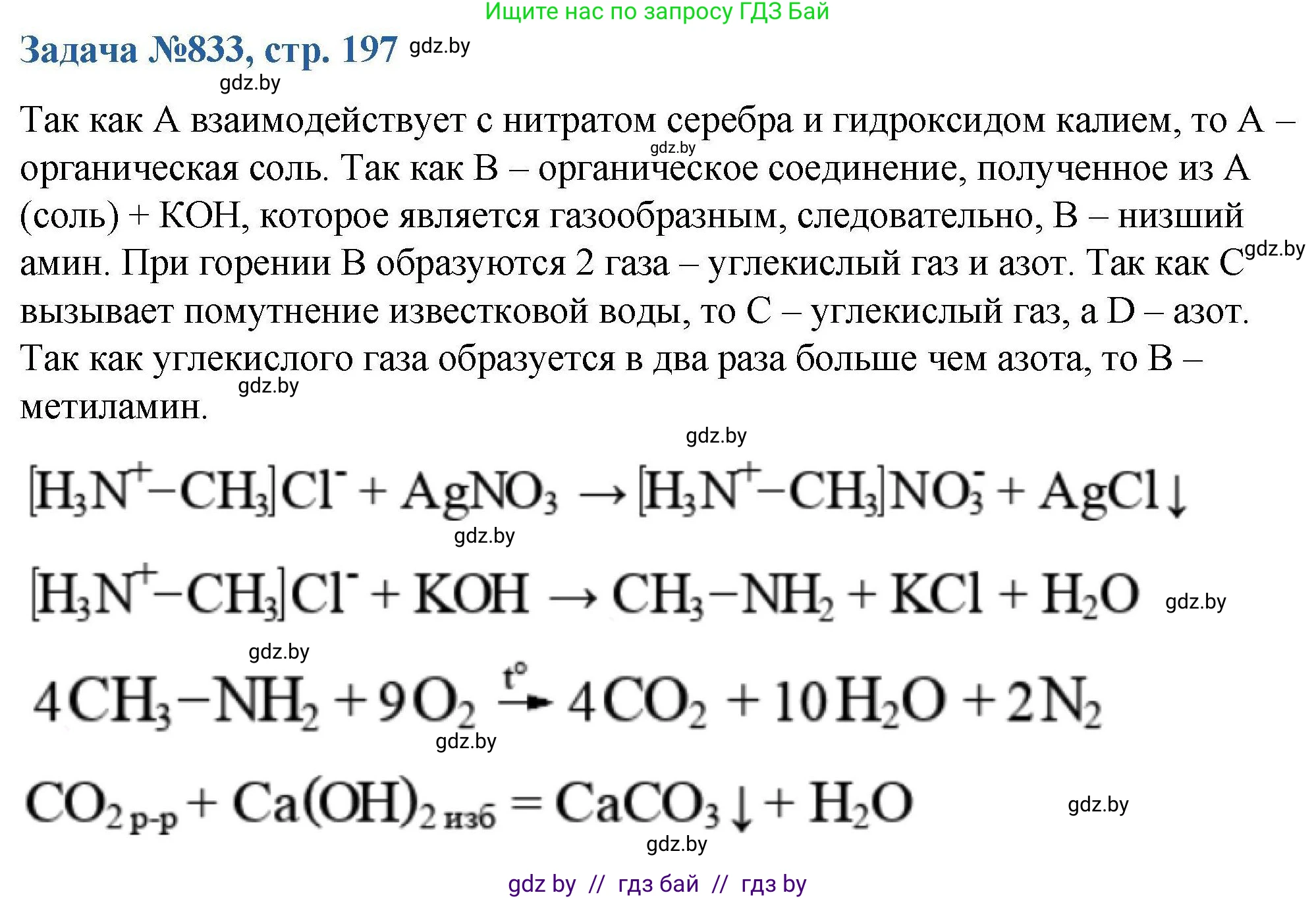 Химия, 10 класс Сборник задач, авторы: Матулис Вадим Эдвардович, Матулис Виталий Эдвардович, Колевич Татьяна Александровна, издательство Национальный институт образования, Минск, 2021, страница 197, номер 833, Решение