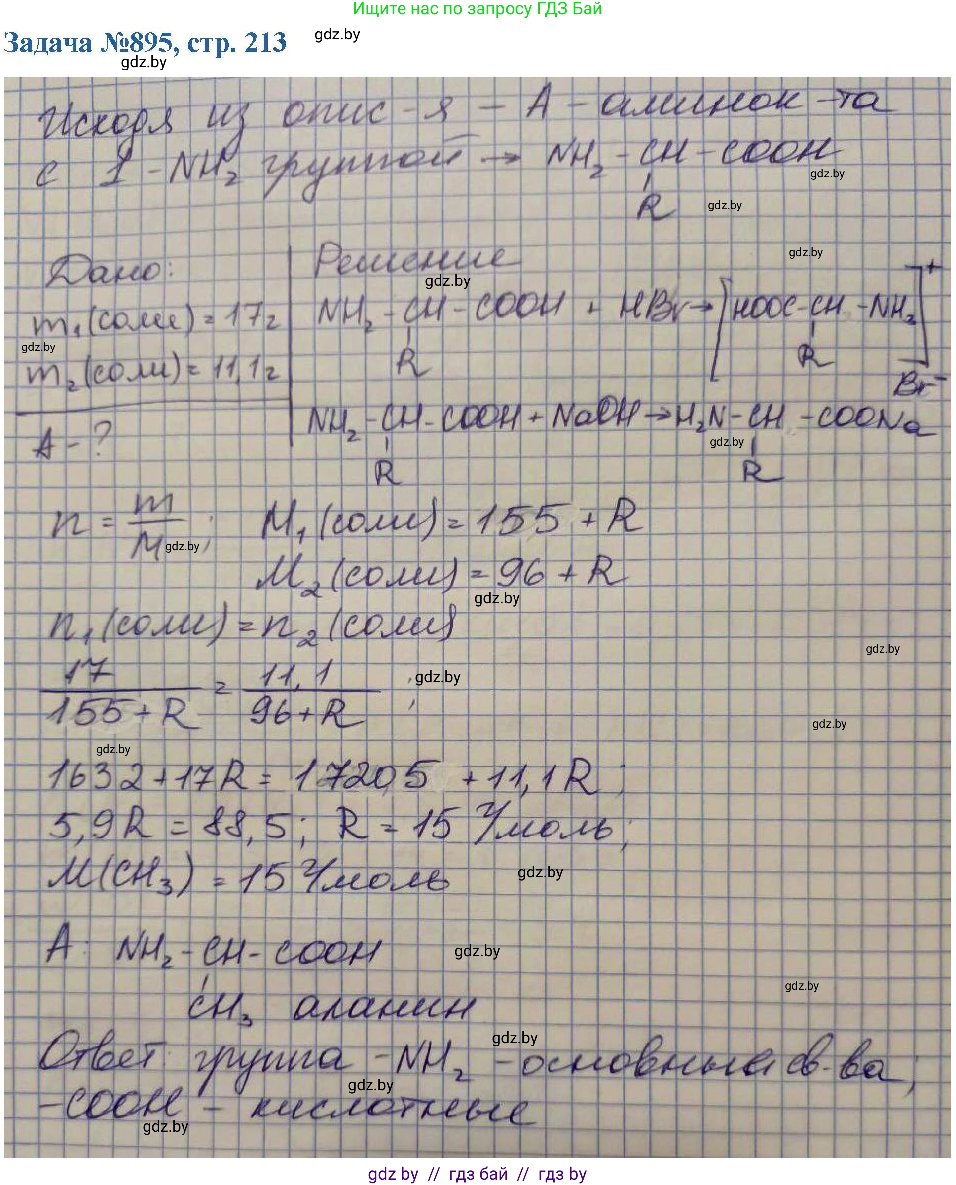 Химия, 10 класс Сборник задач, авторы: Матулис Вадим Эдвардович, Матулис Виталий Эдвардович, Колевич Татьяна Александровна, издательство Национальный институт образования, Минск, 2021, страница 213, номер 895, Решение