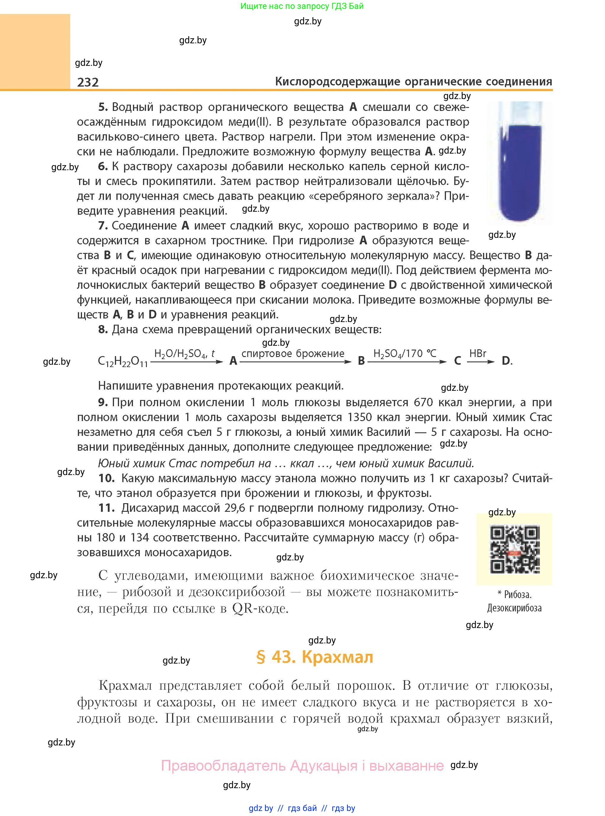 Химия, 10 класс Учебник, авторы: Колевич Татьяна Александровна, Матулис Вадим Эдвардович, Матулис Виталий Эдвардович, Варакса Игорь Николаевич, издательство Адукацыя i выхаванне, Минск, 2019, страница 232