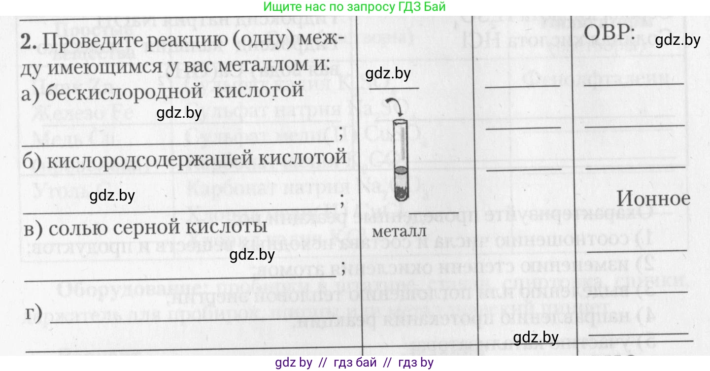 Химия, 11 класс Тетрадь для практических работ, автор: Борушко Ирина Ивановна, издательство Сэр-Вит, Минск, 2022, оранжевого цвета, Часть 1, страница 8, номер 2, Условие