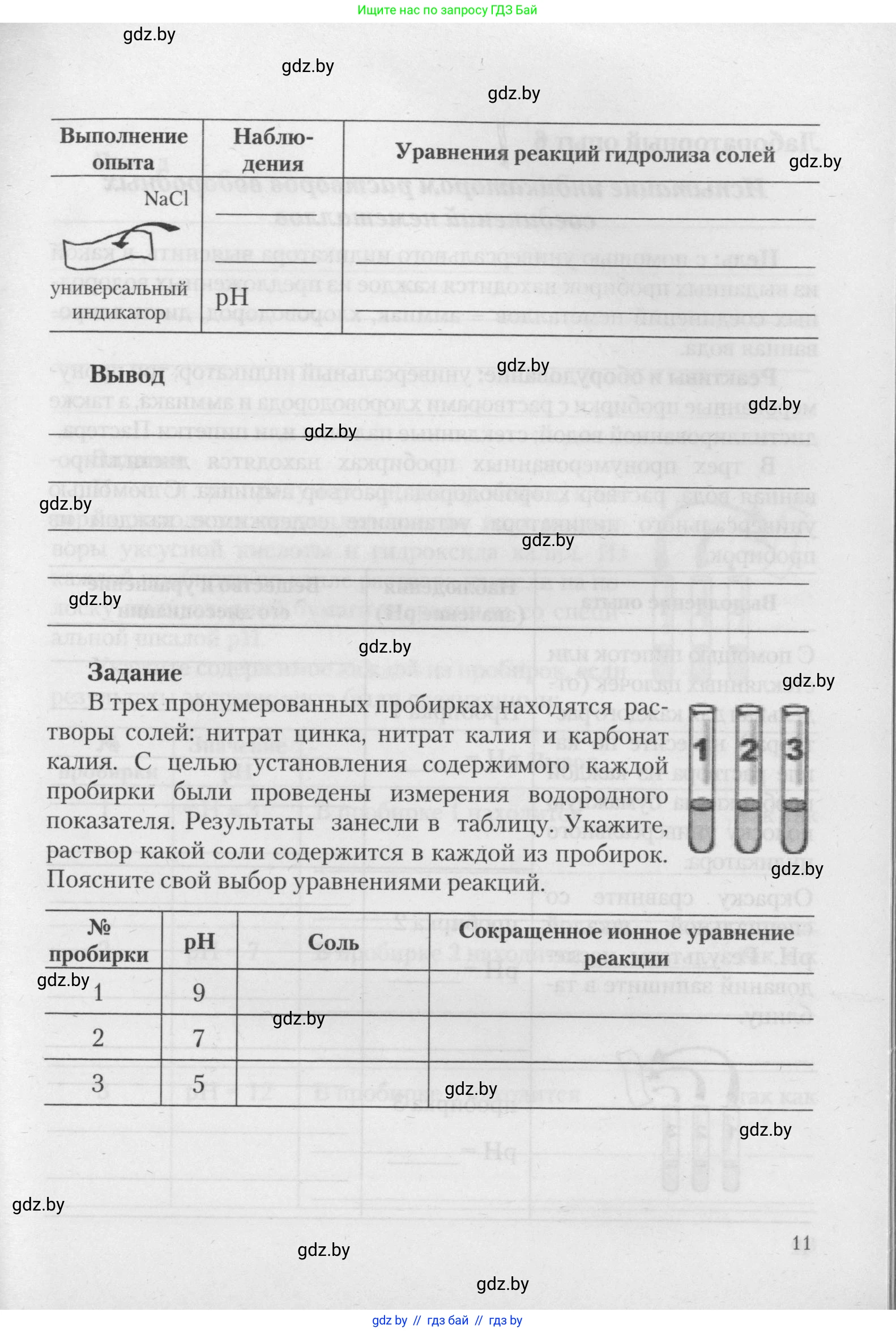 Химия, 11 класс Тетрадь для практических работ, автор: Борушко Ирина Ивановна, издательство Сэр-Вит, Минск, 2021, розового цвета, страница 11