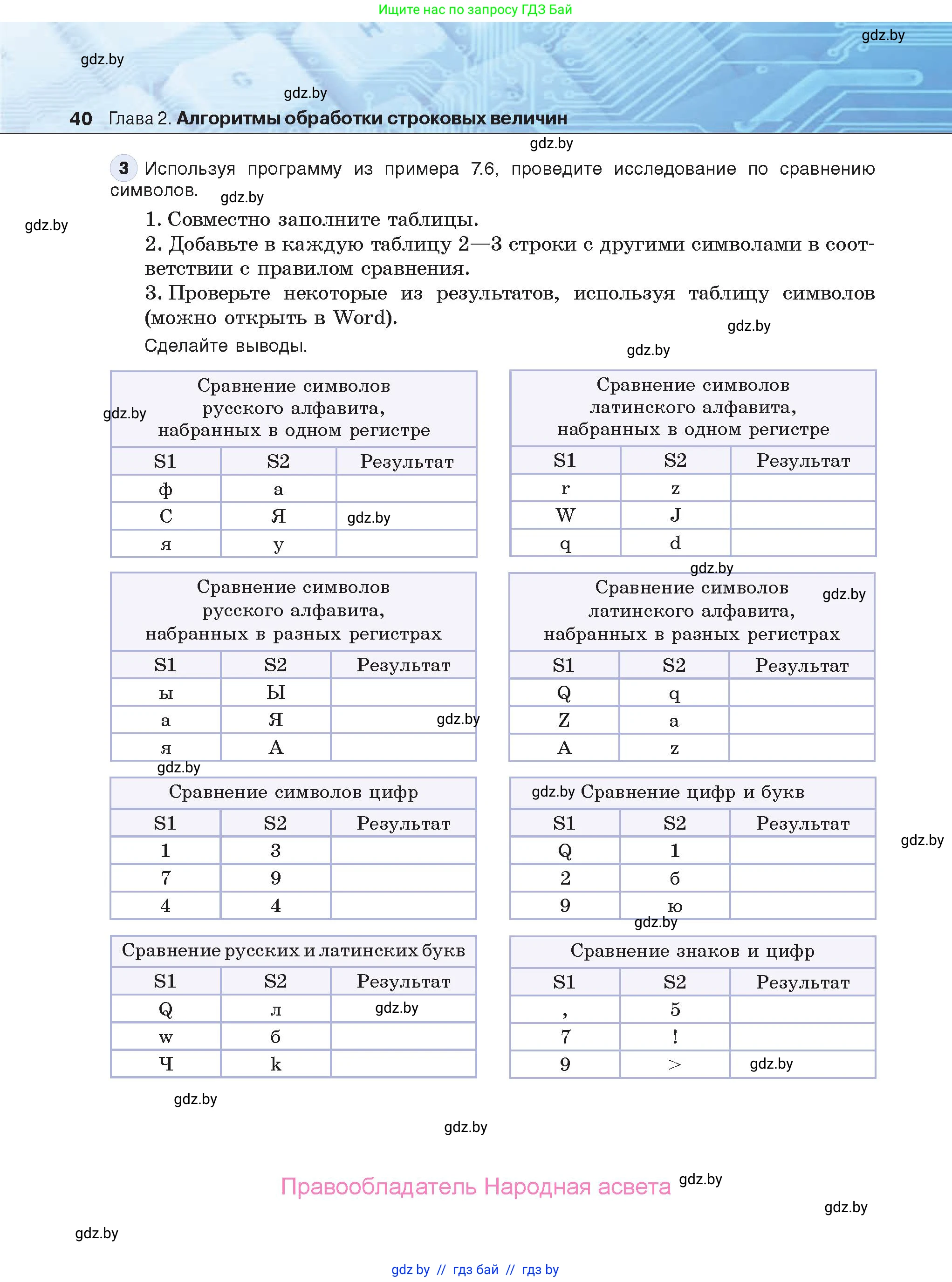 Информатика, 9 класс Учебник, авторы: Котов Владимир Михайлович, Лапо Анжелика Ивановна, Быкадоров Юрий Александрович, Войтехович Елена Николаевна, издательство Народная асвета, Минск, 2019, голубого цвета, страница 40