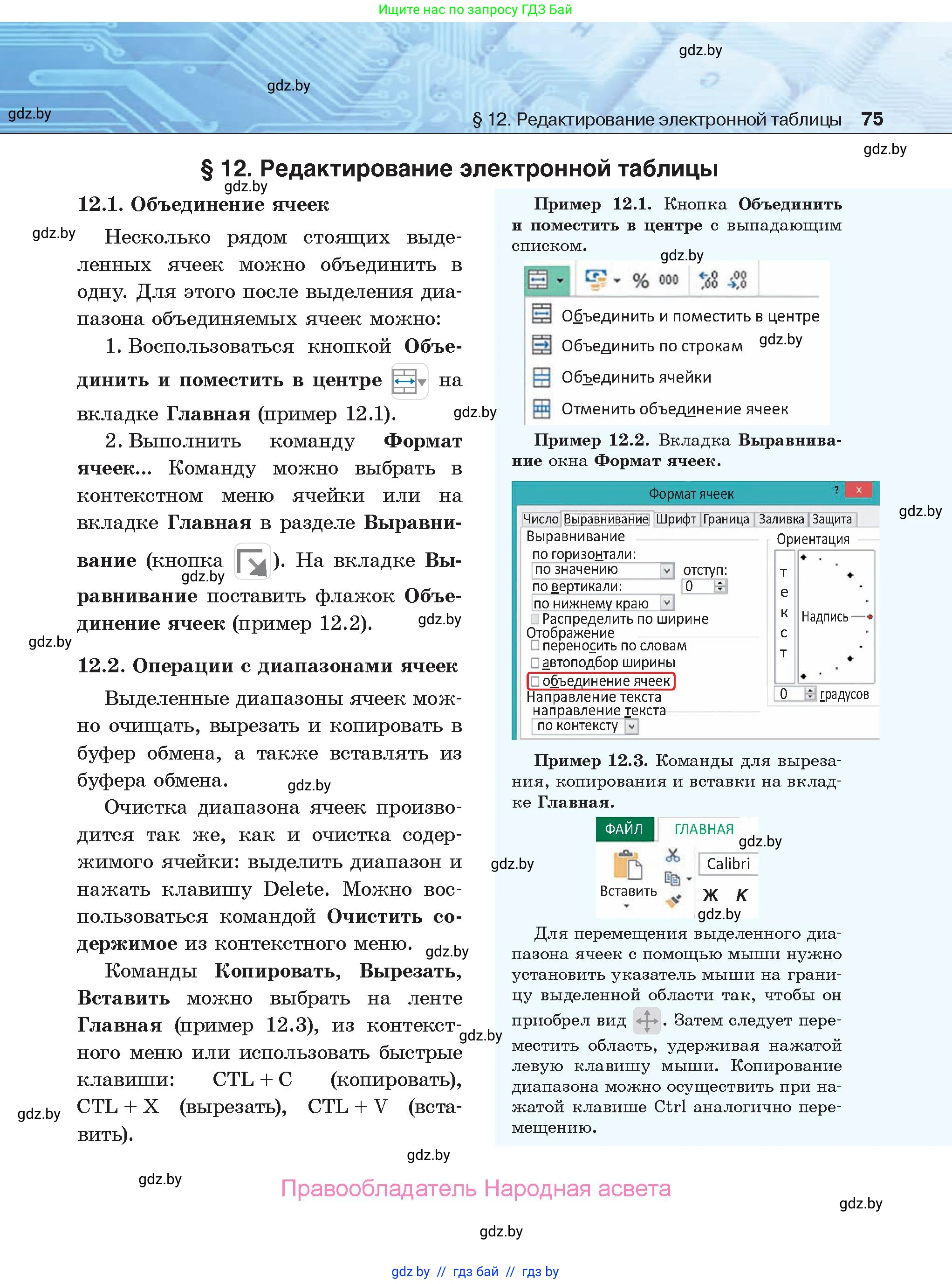 Информатика, 9 класс Учебник, авторы: Котов Владимир Михайлович, Лапо Анжелика Ивановна, Быкадоров Юрий Александрович, Войтехович Елена Николаевна, издательство Народная асвета, Минск, 2019, голубого цвета, страница 75