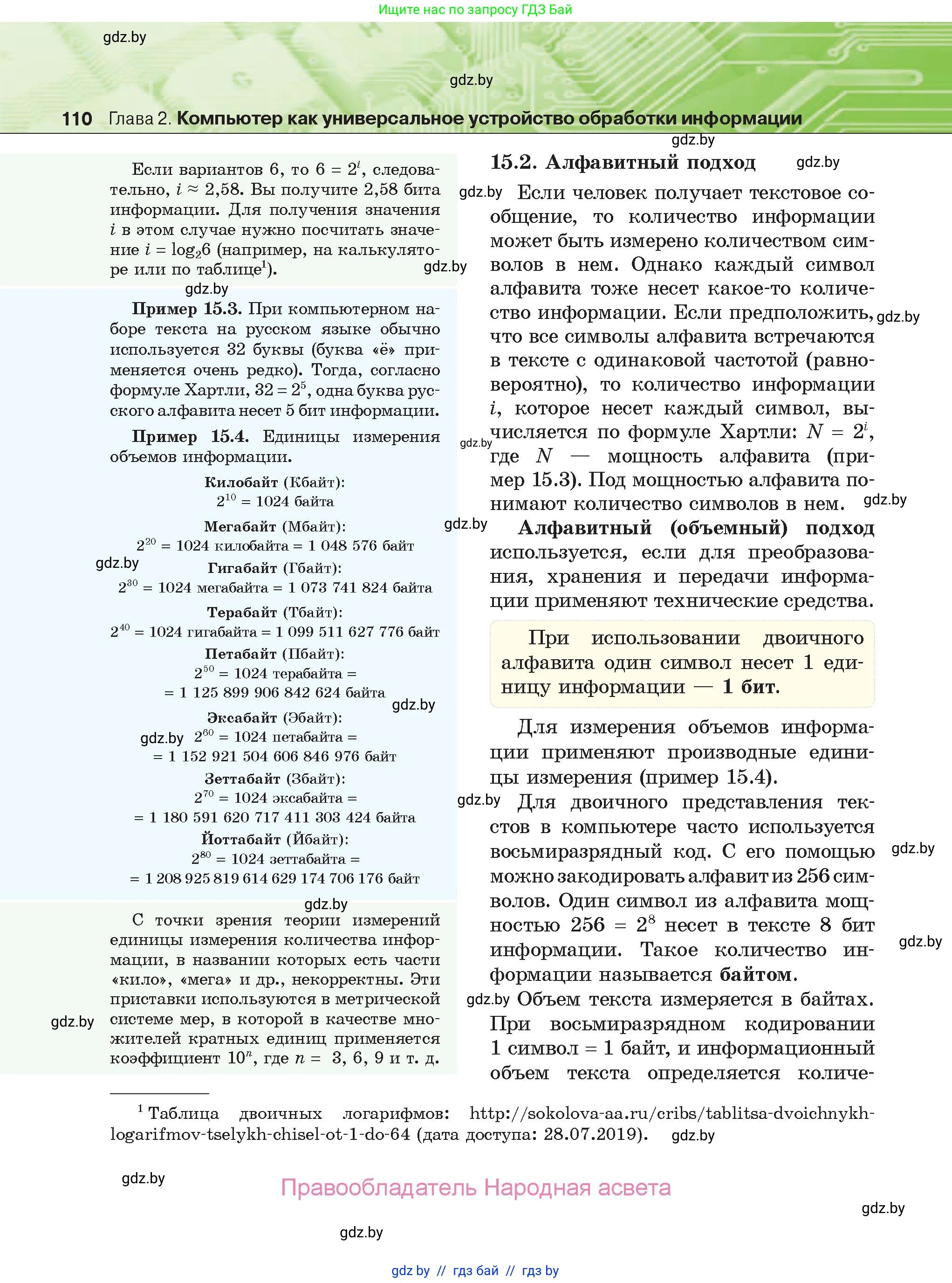 Информатика, 10 класс Учебник, авторы: Котов Владимир Михайлович, Лапо Анжелика Ивановна, Быкадоров Юрий Александрович, Войтехович Елена Николаевна, издательство Народная асвета, Минск, 2020, зелёного цвета, страница 110