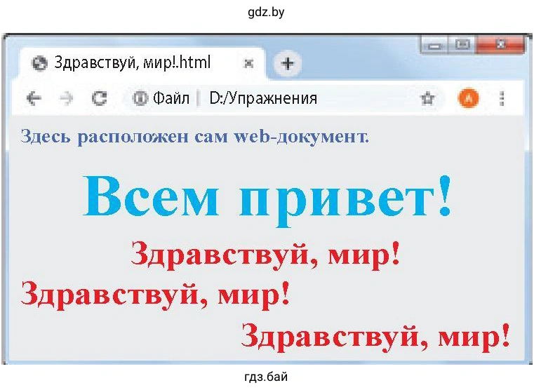 Рисунок 2. Веб-страница Здраавствуй, мир!