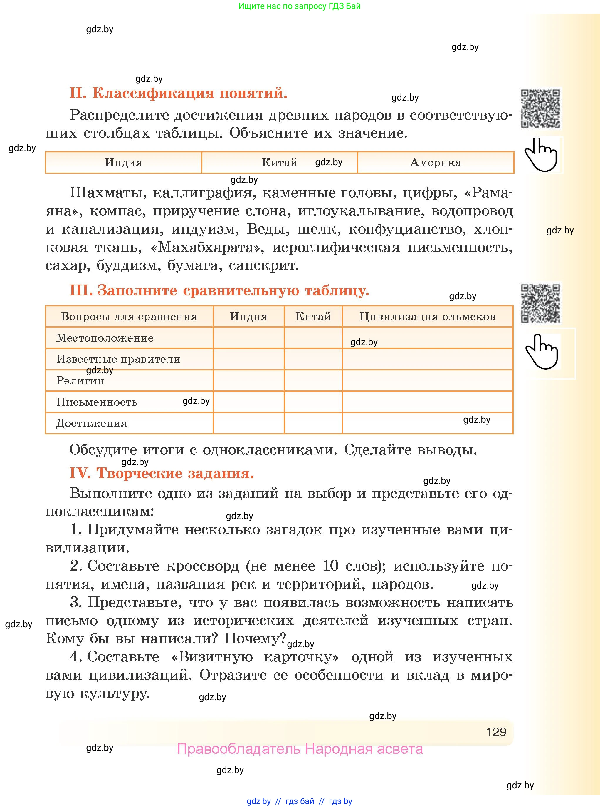 История Древнего мира, 5 класс Учебник, авторы: Кошелев Владимир Сергеевич, Прохоров Андрей Аркадьевич, Перзашкевич Олег Валерьевич, Журавлевич Ольга Георгиевна, издательство Народная асвета, Минск, 2019, коричневого цвета, Часть 1, страница 129