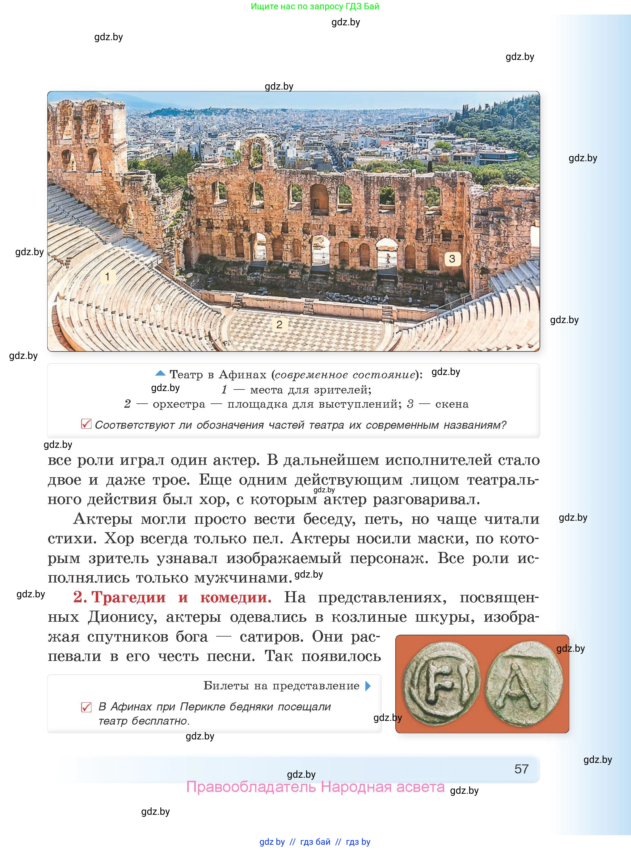 История Древнего мира, 5 класс Учебник, авторы: Кошелев Владимир Сергеевич, Прохоров Андрей Аркадьевич, Перзашкевич Олег Валерьевич, Журавлевич Ольга Георгиевна, издательство Народная асвета, Минск, 2019, коричневого цвета, Часть 2, страница 57