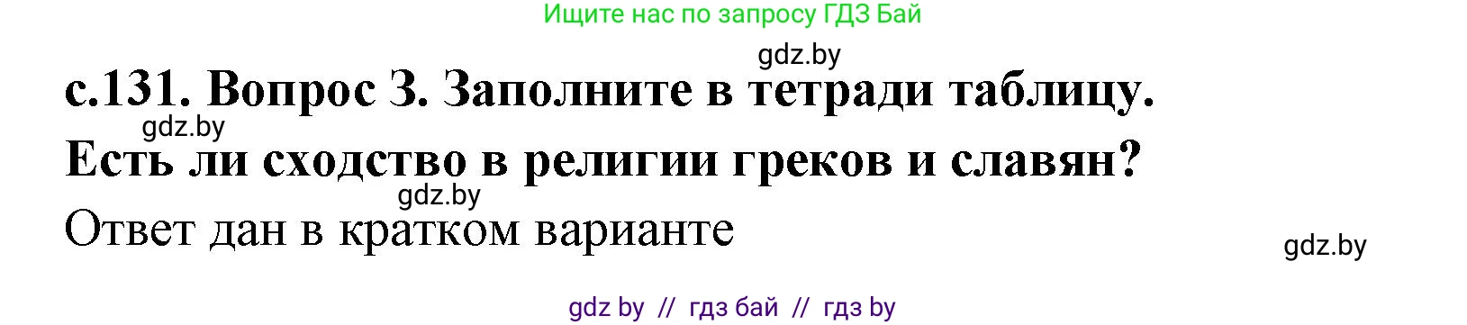 История Древнего мира, 5 класс Учебник, авторы: Кошелев Владимир Сергеевич, Прохоров Андрей Аркадьевич, Перзашкевич Олег Валерьевич, Журавлевич Ольга Георгиевна, издательство Народная асвета, Минск, 2019, коричневого цвета, Часть 2, страница 131, номер 3, Решение (краткий ответ)