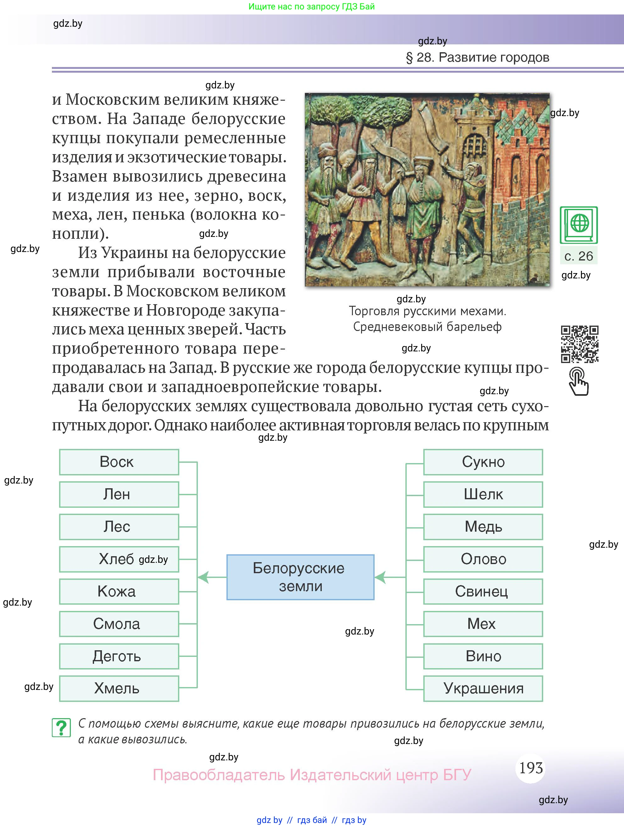 История Беларуси (Гісторыя Беларусі), 6 класс Учебник, авторы: Темушев Степан Николаевич, Бохан Юрий Николаевич, издательство Издательский центр БГУ, Минск, 2023, страница 193