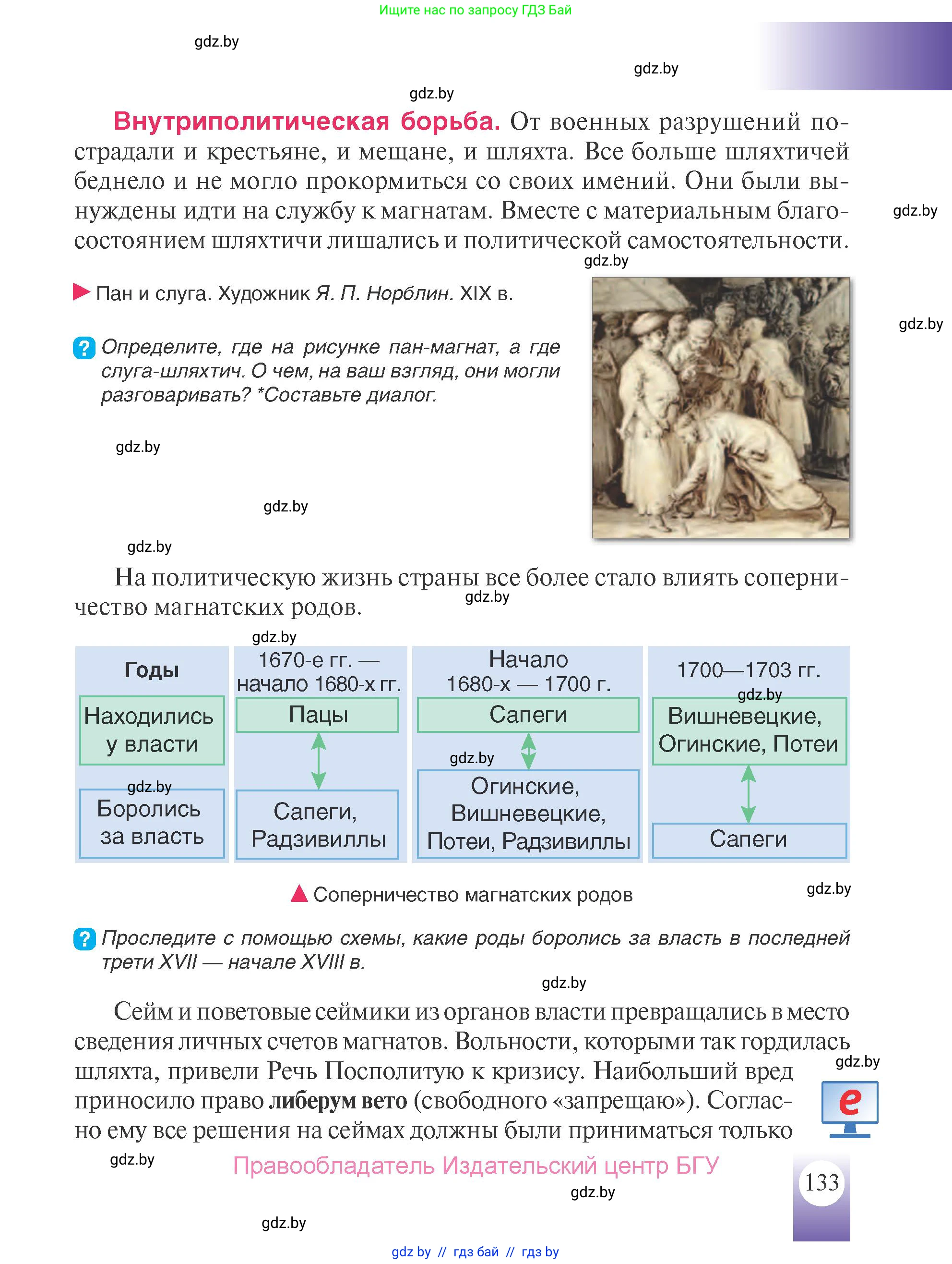 История Беларуси (Гісторыя Беларусі), 7 класс Учебник, авторы: Воронин Василий Алексеевич, Скепьян Анастасия Анатольевна, Мацук Андрей Владимирович, Кравченко Ольга Викторовна, издательство Издательский центр БГУ, Минск, 2017, страница 133