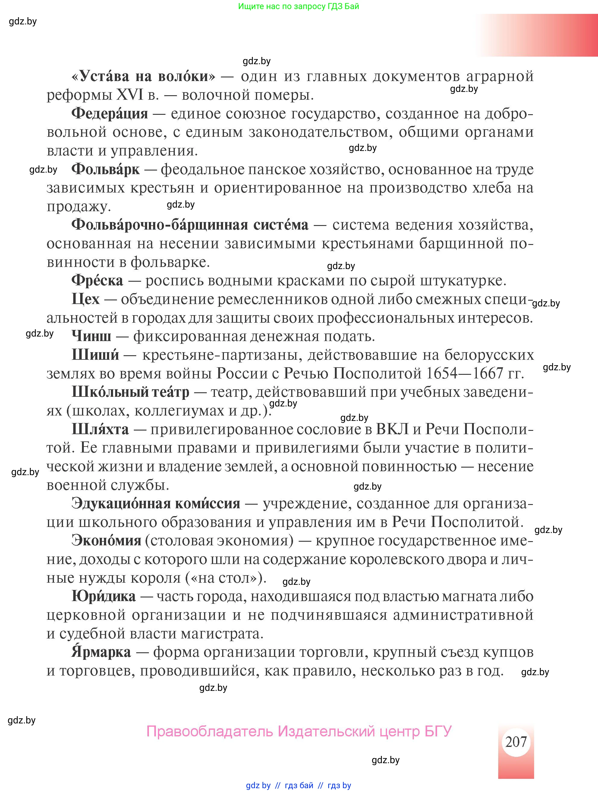 История Беларуси (Гісторыя Беларусі), 7 класс Учебник, авторы: Воронин Василий Алексеевич, Скепьян Анастасия Анатольевна, Мацук Андрей Владимирович, Кравченко Ольга Викторовна, издательство Издательский центр БГУ, Минск, 2017, страница 207