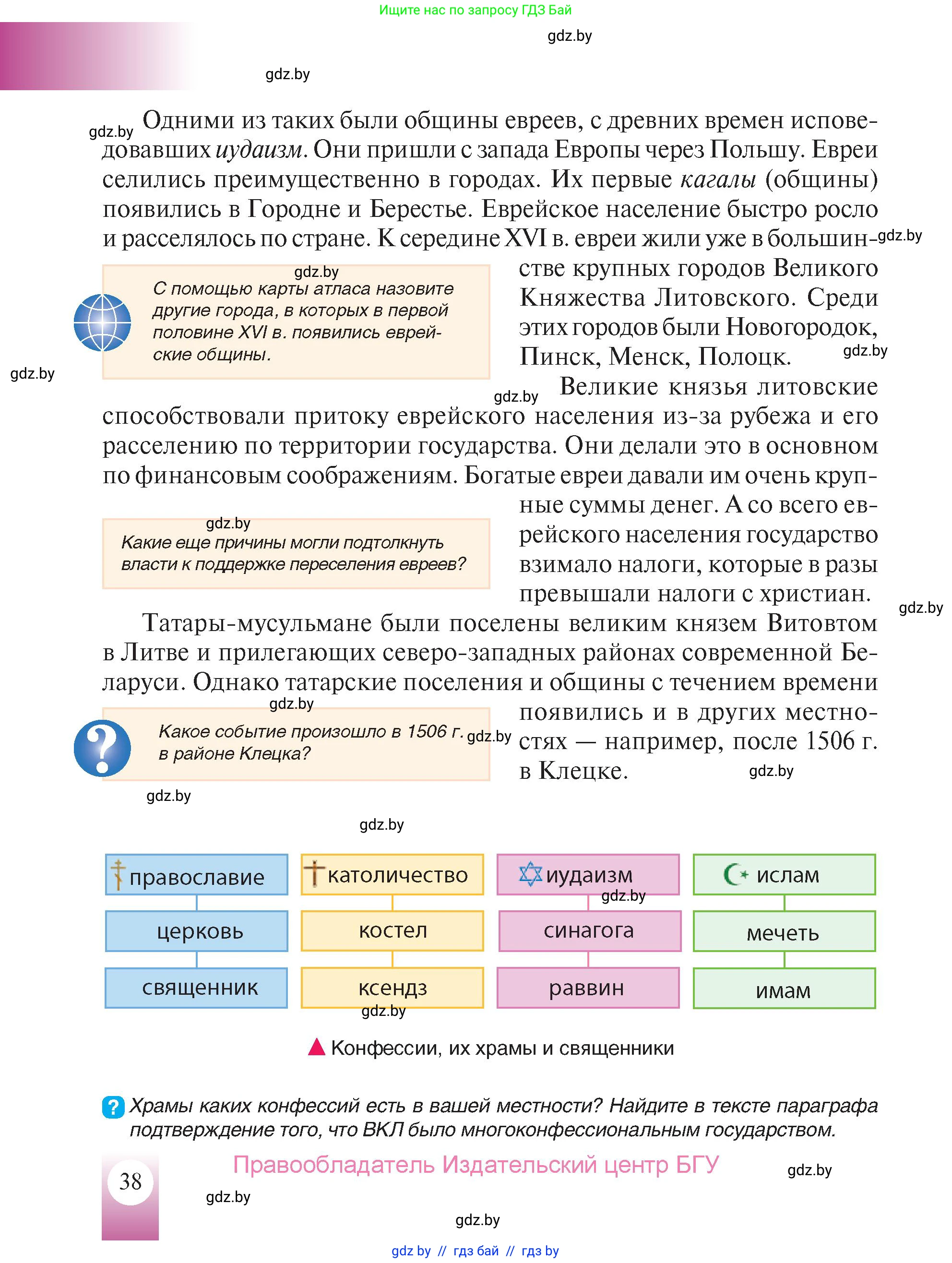 История Беларуси (Гісторыя Беларусі), 7 класс Учебник, авторы: Воронин Василий Алексеевич, Скепьян Анастасия Анатольевна, Мацук Андрей Владимирович, Кравченко Ольга Викторовна, издательство Издательский центр БГУ, Минск, 2017, страница 38