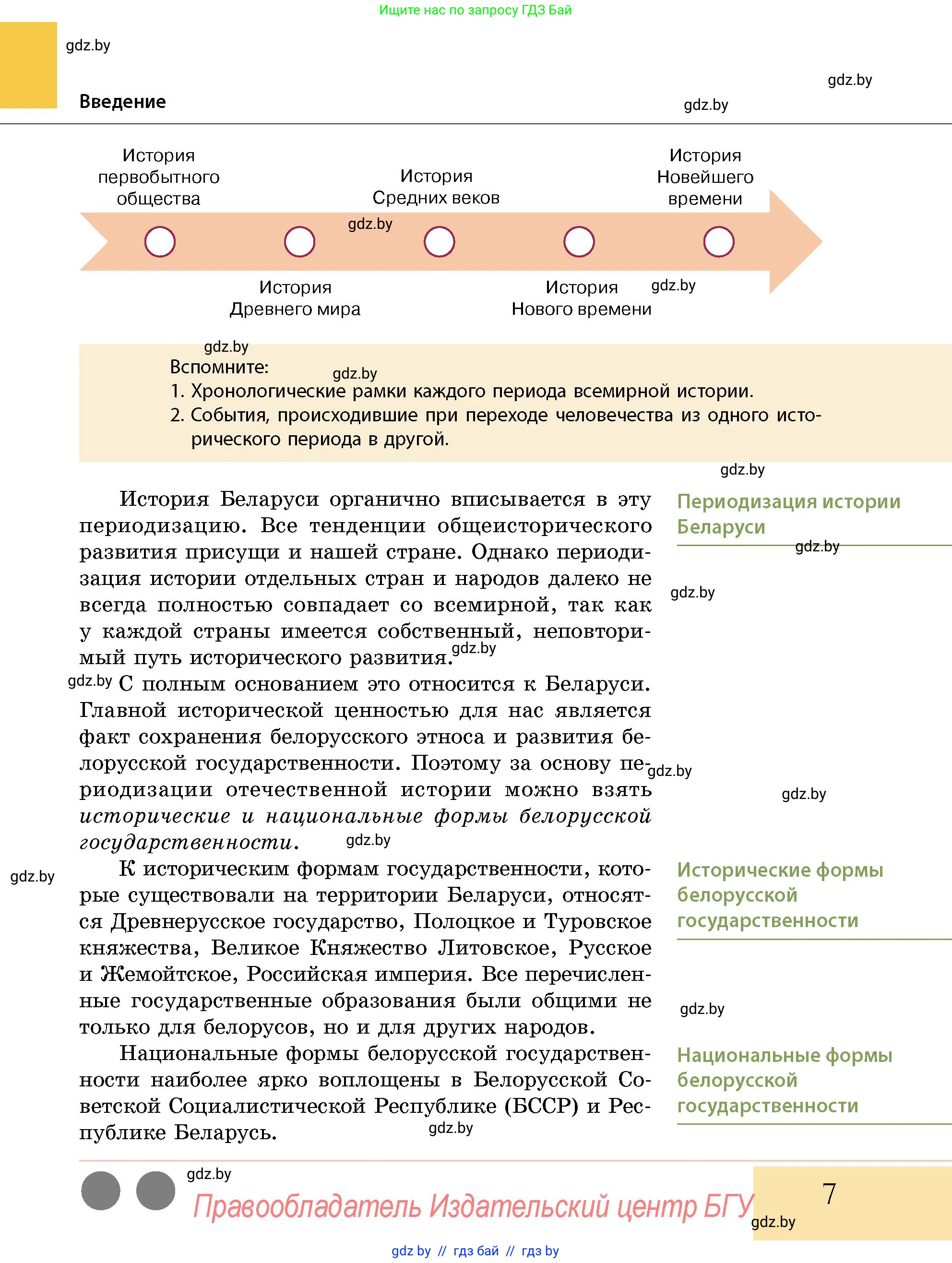 История Беларуси (Гісторыя Беларусі), 11 класс Учебник, авторы: Кохановский Александр Генадьевич, Кошелев Владимир Сергеевич, Темушев Степан Николаевич, Мох Е Н, Мезга Н Н, Корсак А И, Маскевич А И, Ходин С Н, издательство Издательский центр БГУ, Минск, 2025, зелёного цвета, страница 7